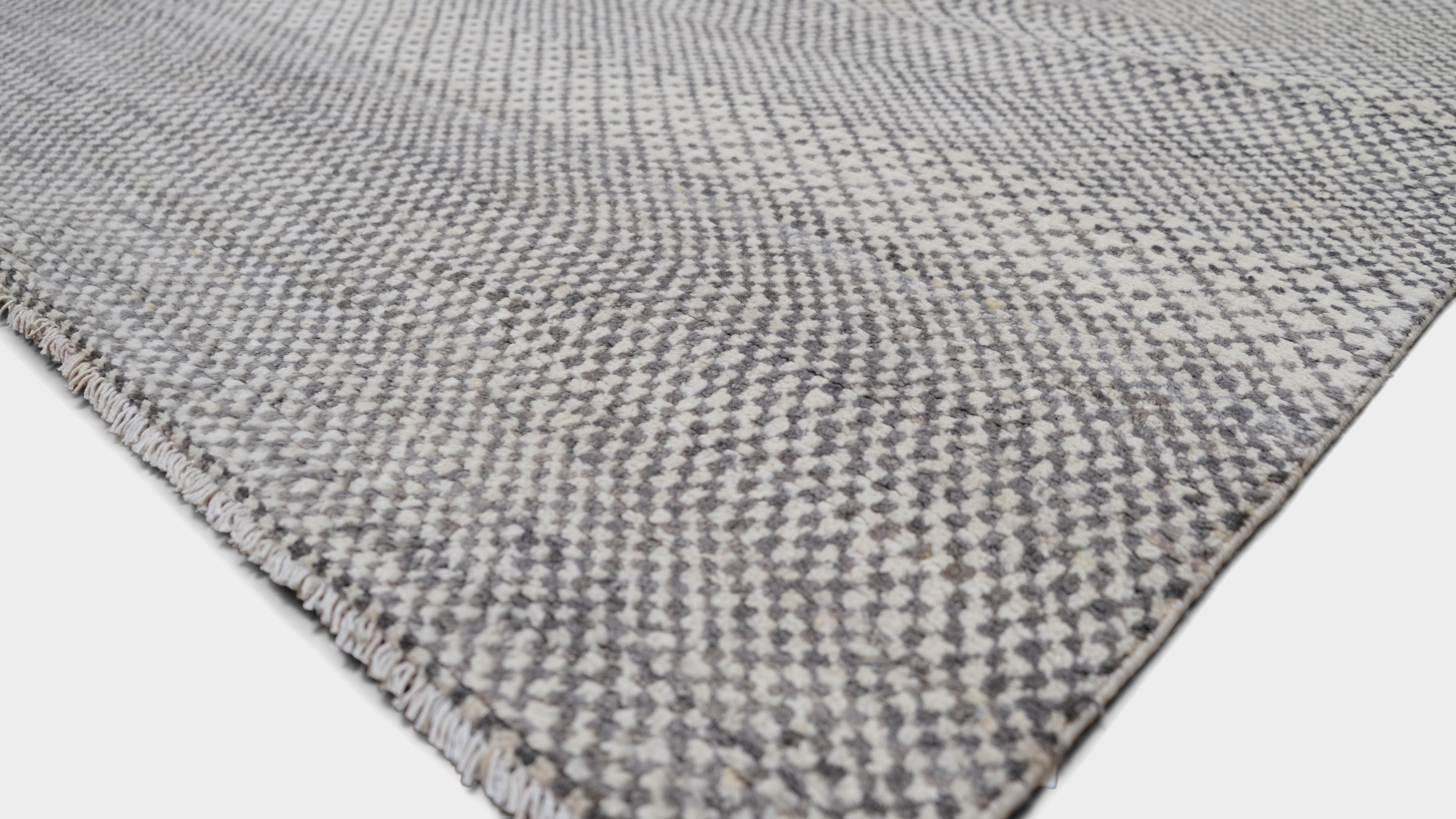 Skandinavischer moderner grau gestreifter Wollteppich 9'x12'4'' um 2020 (Skandinavische Moderne) im Angebot