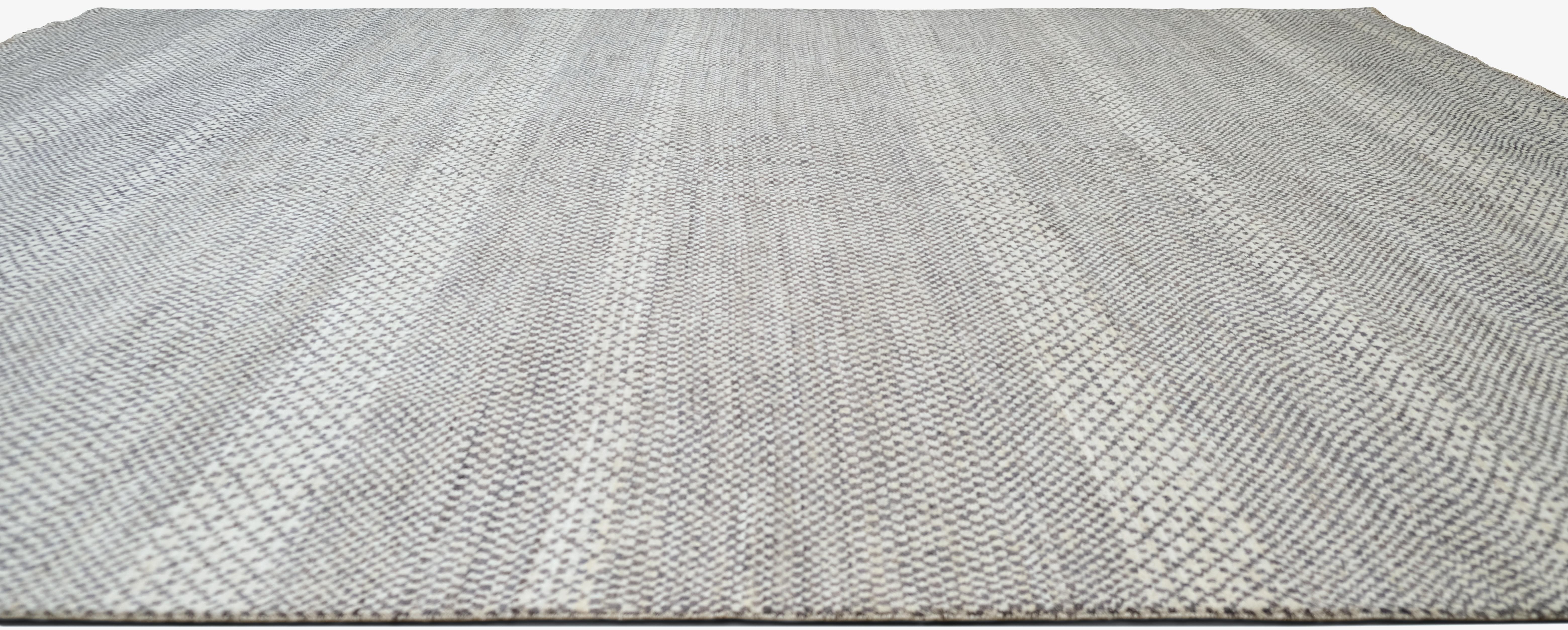 Skandinavischer moderner grau gestreifter Wollteppich 9'x12'4'' um 2020 (Pakistanisch) im Angebot