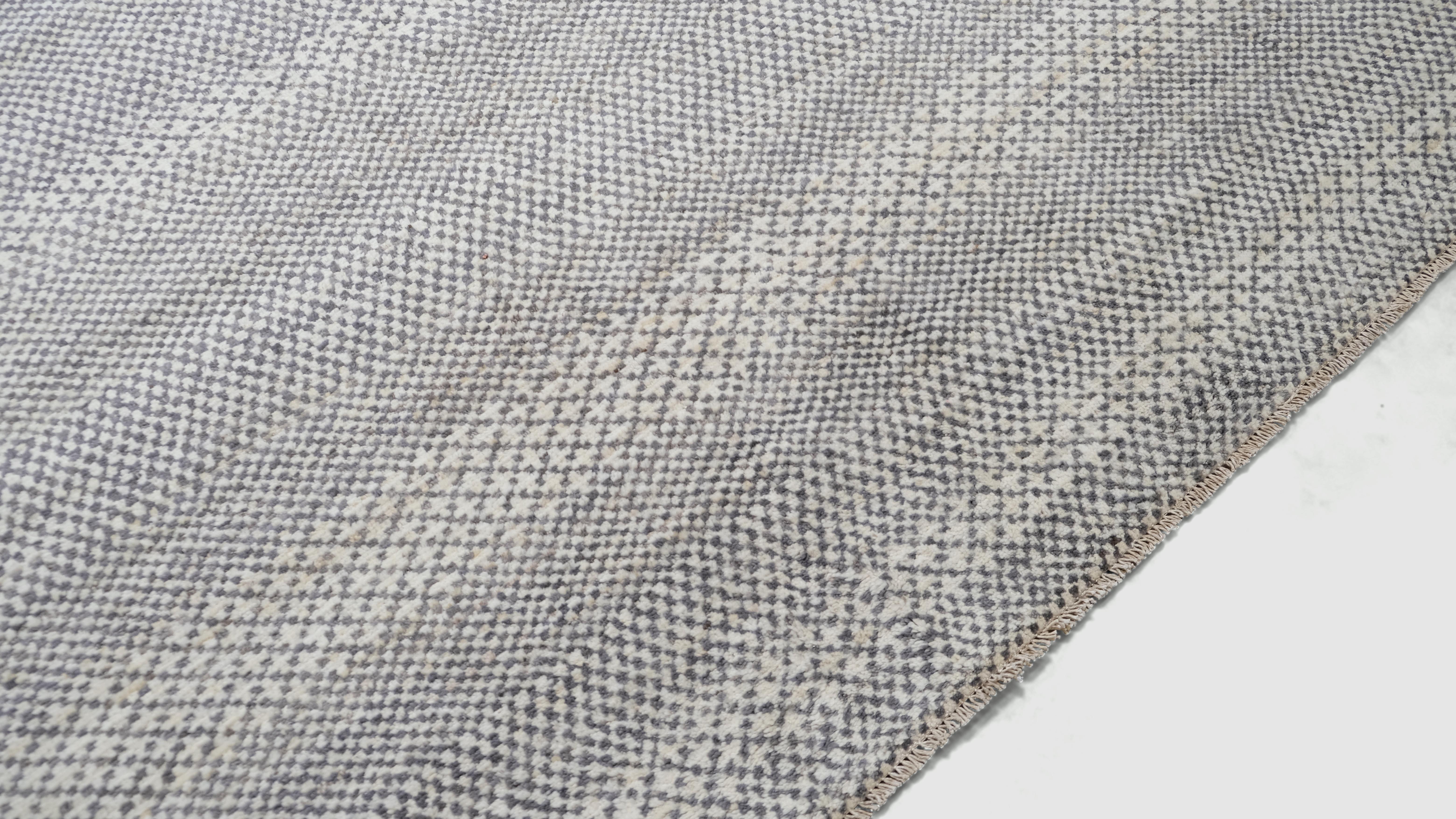Skandinavischer moderner grau gestreifter Wollteppich 9'x12'4'' um 2020 (Handgeknüpft) im Angebot