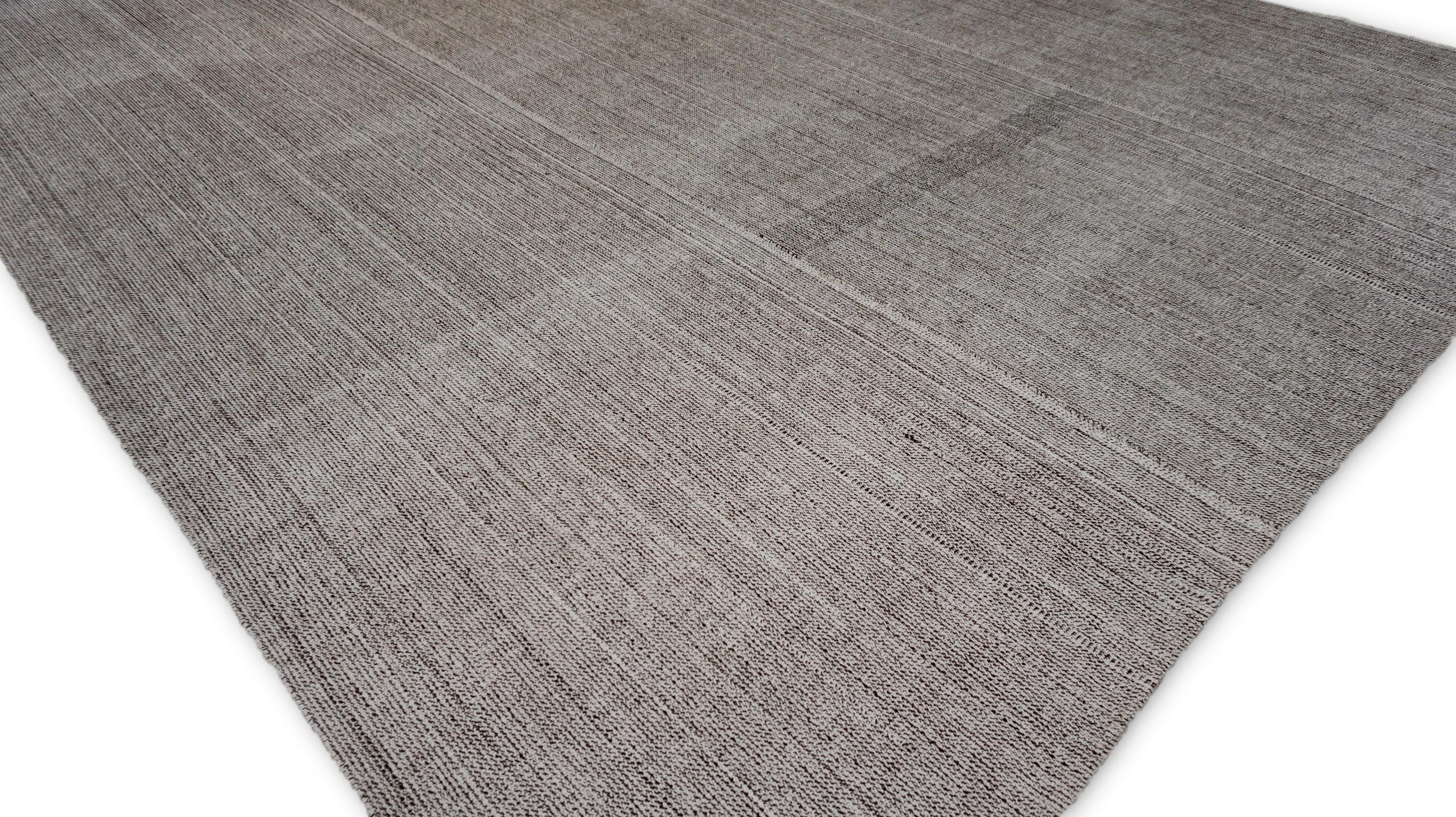 Tessuto a mano Tappeto a tessitura piatta in lana Scandinavian Modern Gray, White and Tan 10'4''x13'3'' in vendita
