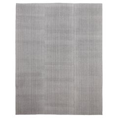 Alfombra moderna escandinava de lana en tejido plano gris, blanco y tostado 10'4''x13'3''