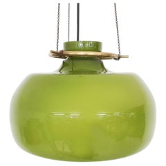 Scandinavian Modern Green Glass Pendant Light Attrb. to Holmegaard, 1960's