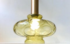 Scandinavian Modern Green Optical Glass Hanging Lamp, 1960s