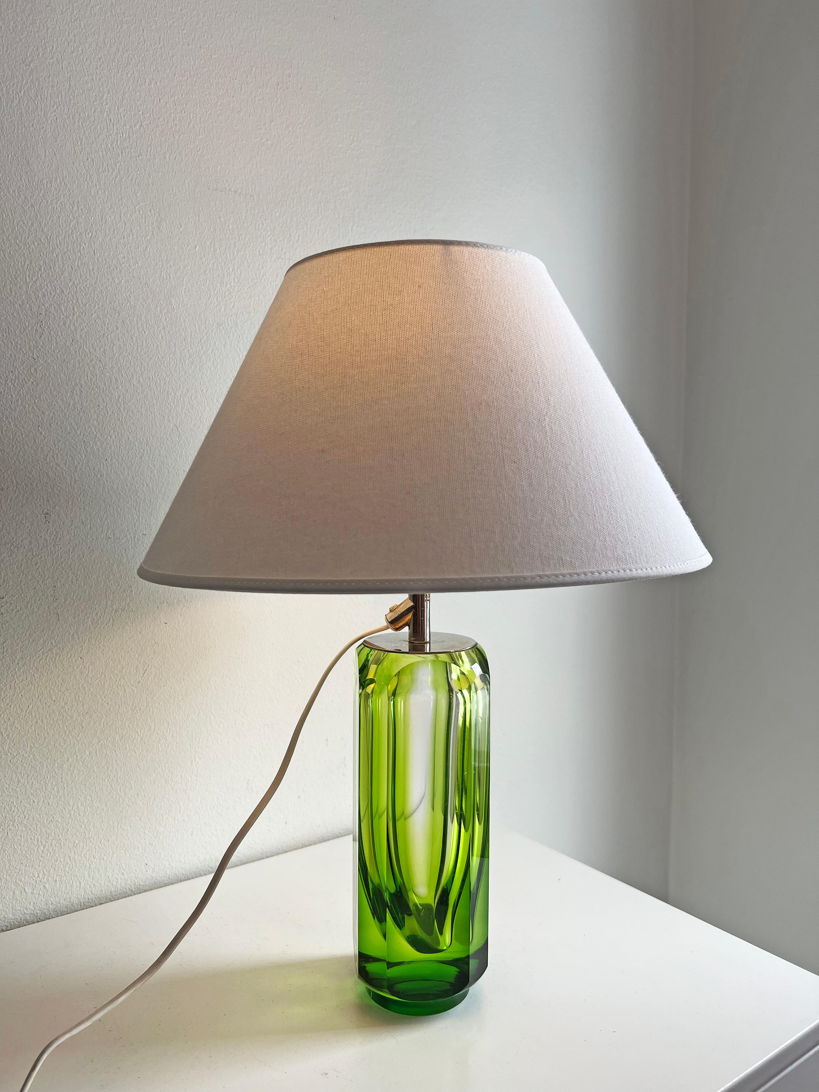 Swedish Scandinavian Modern Green Table Lamp from Reijmyre, 1971 For Sale