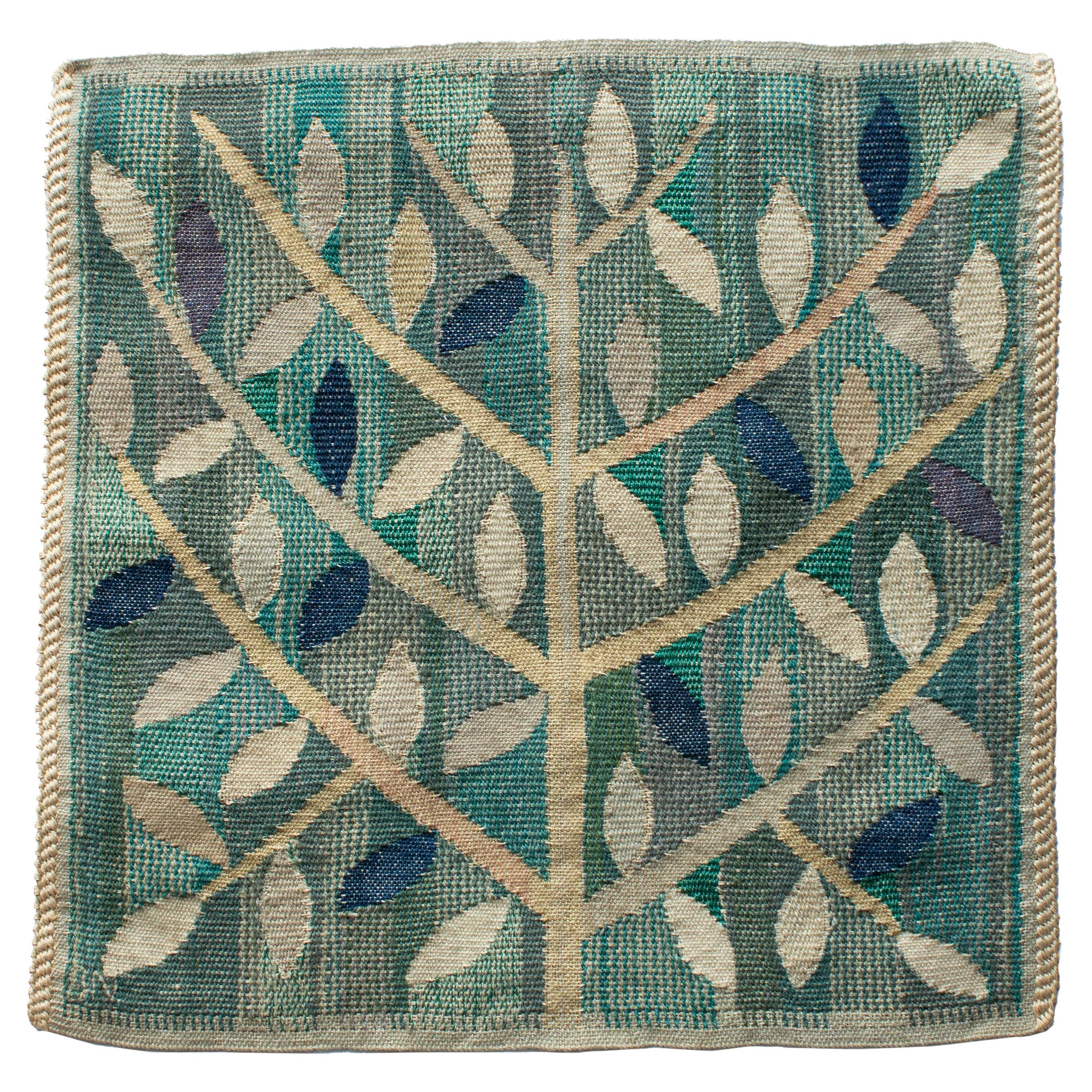 Scandinavian Modern "Green Twig" Vintage Wall Tapestry by Barbro Nilsson, 1950s For Sale