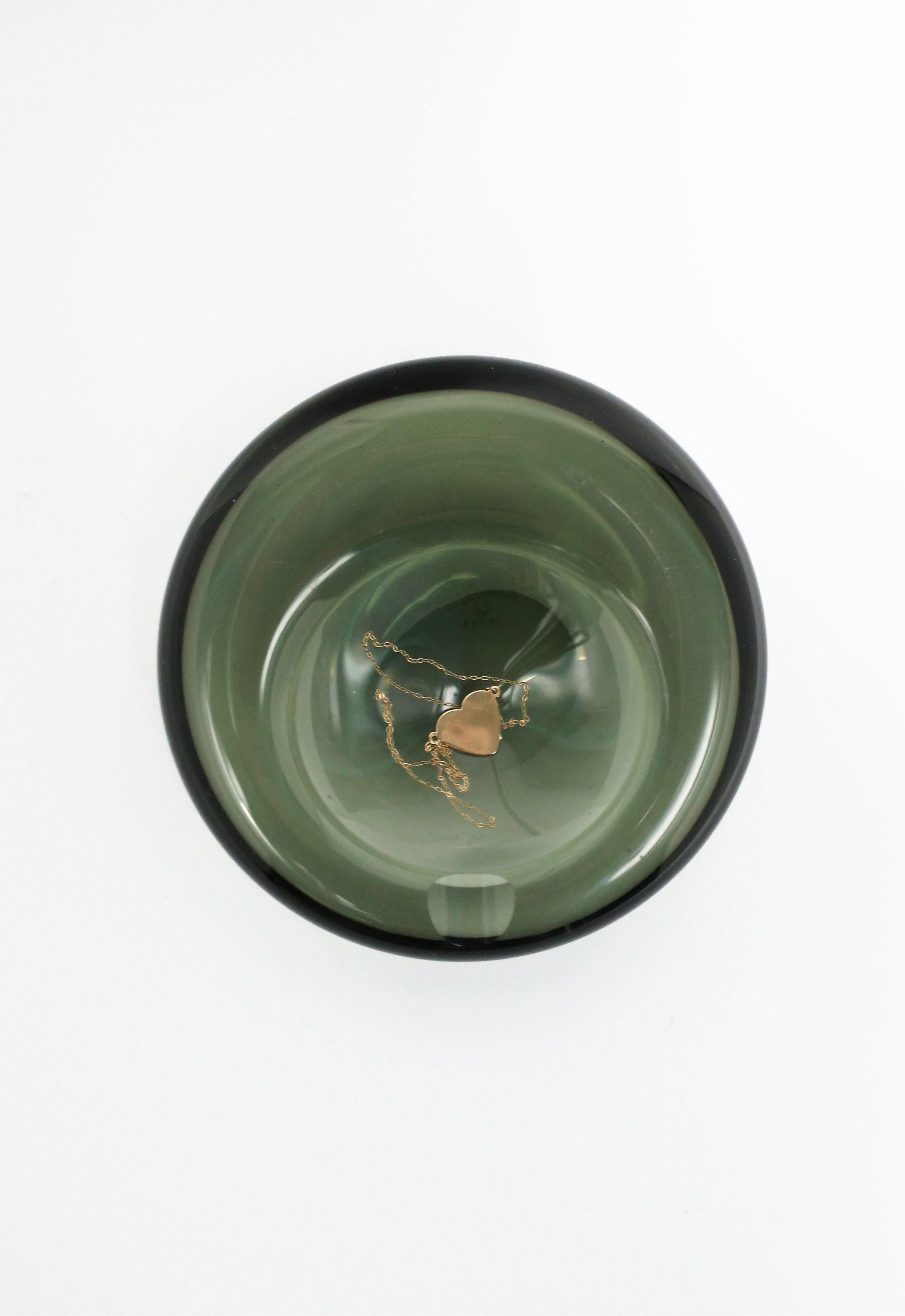 Mid-20th Century Scandinavian Modern Grey Art Glass Bowl or Ashtray Holmegaard Lutken