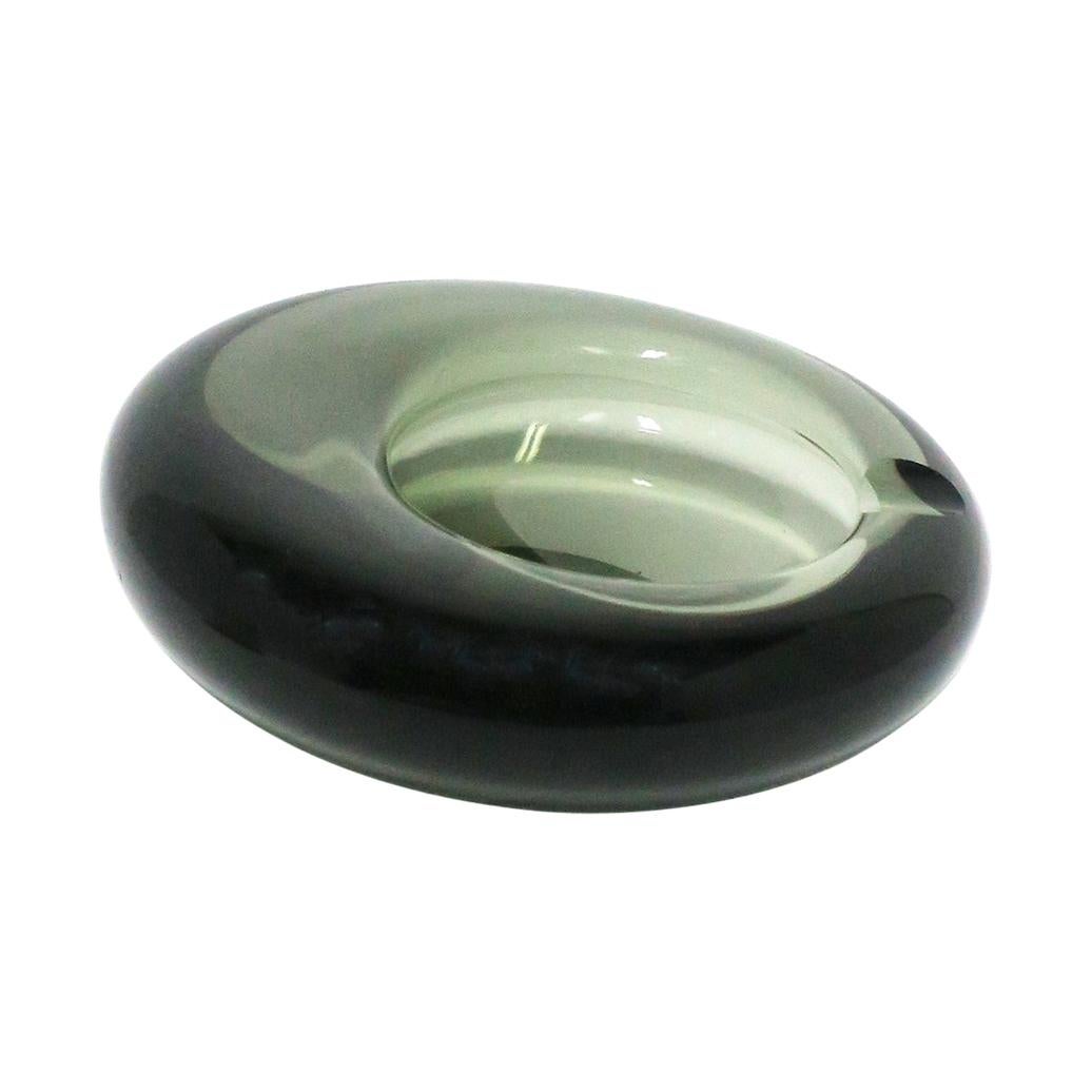 Scandinavian Modern Grey Art Glass Bowl or Ashtray Holmegaard Lutken