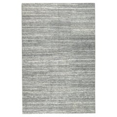 Alfombra moderna escandinava de lana rayada gris 6'x9' Circa 2020