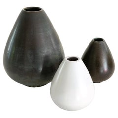 Scandinavian Modern Group of 3 Gunnar Nylund Vases in Light and Dark Glazes