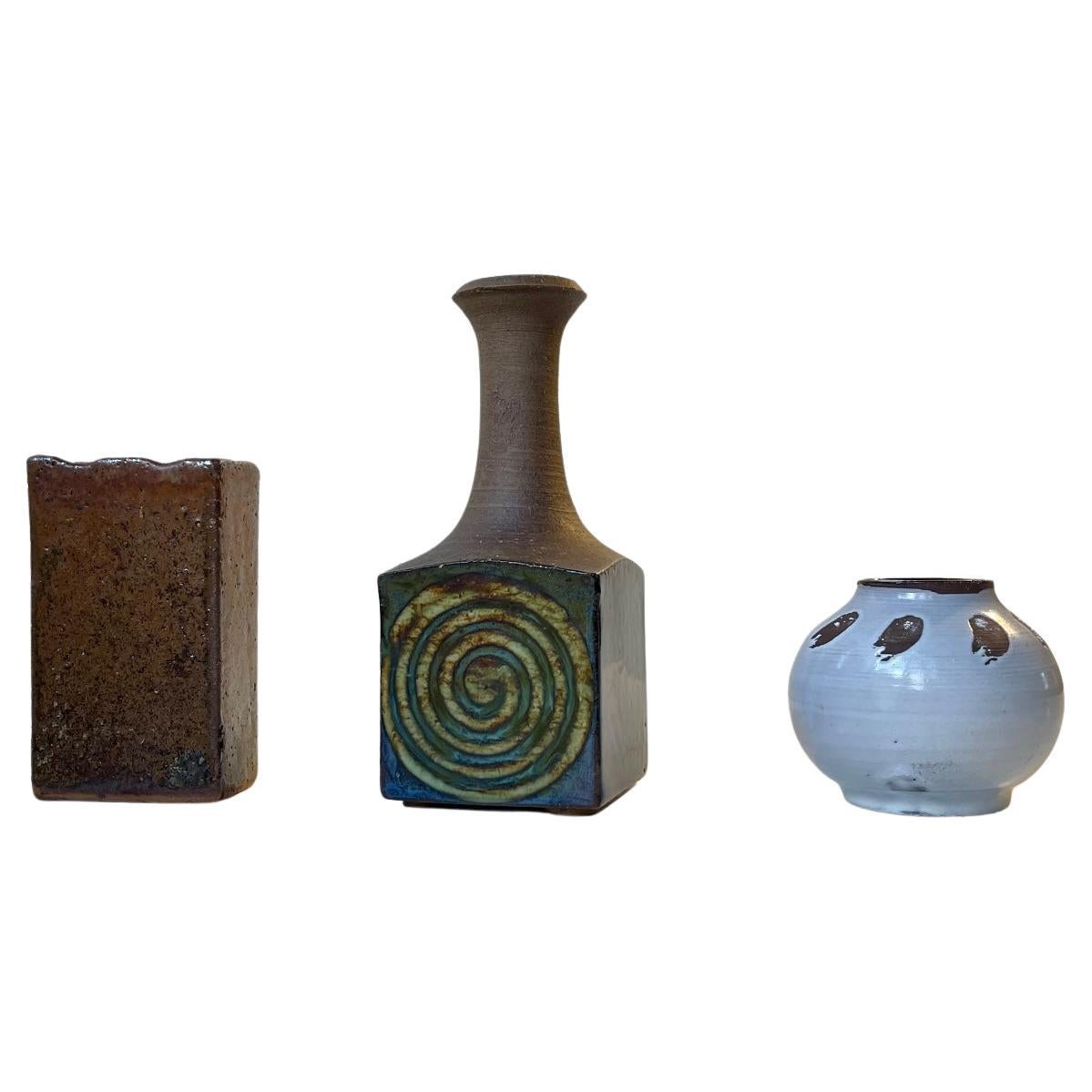 Scandinavian Modern Group of Ceramic Studio Vases, 1960s For Sale