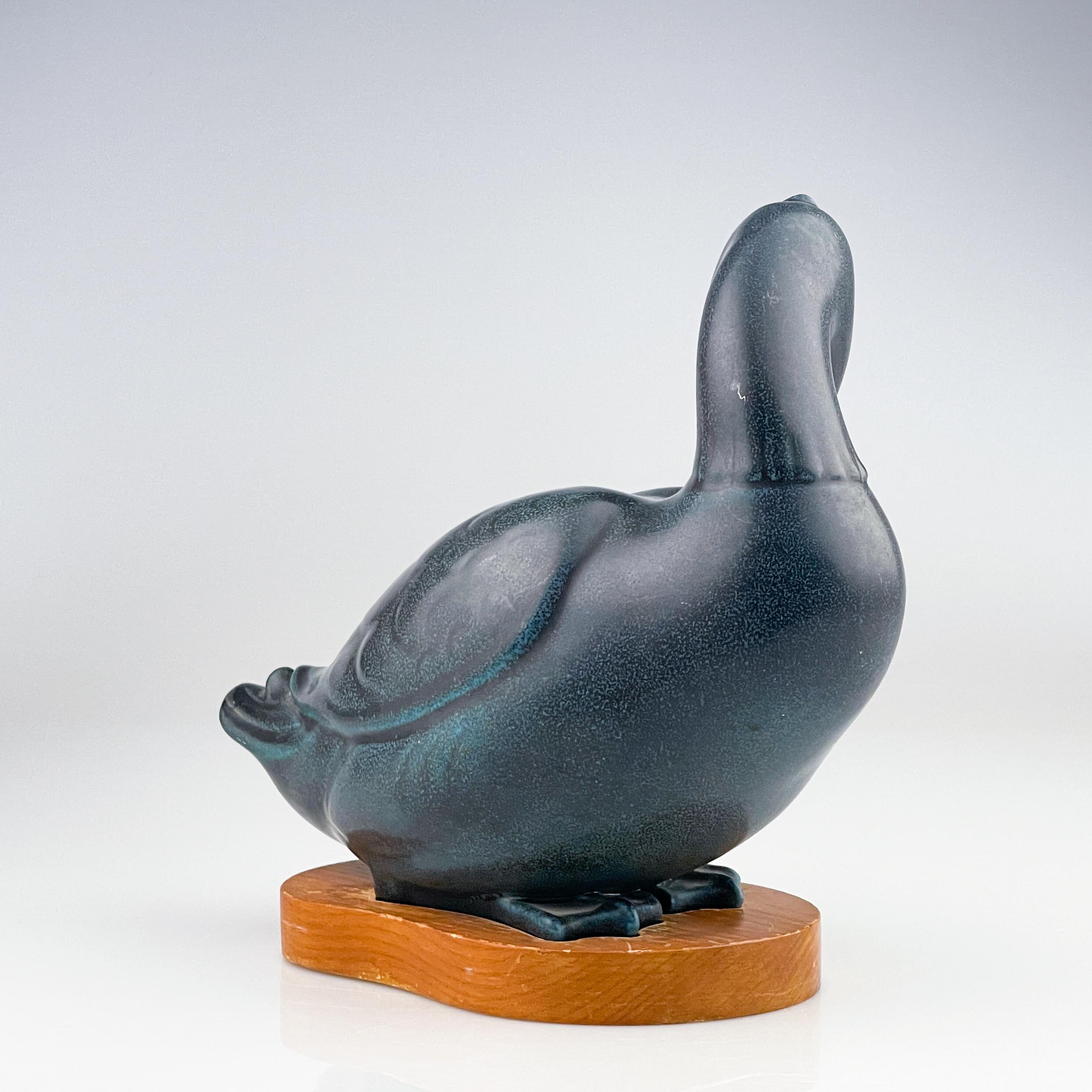Mid-20th Century Scandinavian Modern Gunnar Nylund Stoneware Duck Sculpture Rörstrand ca 1950