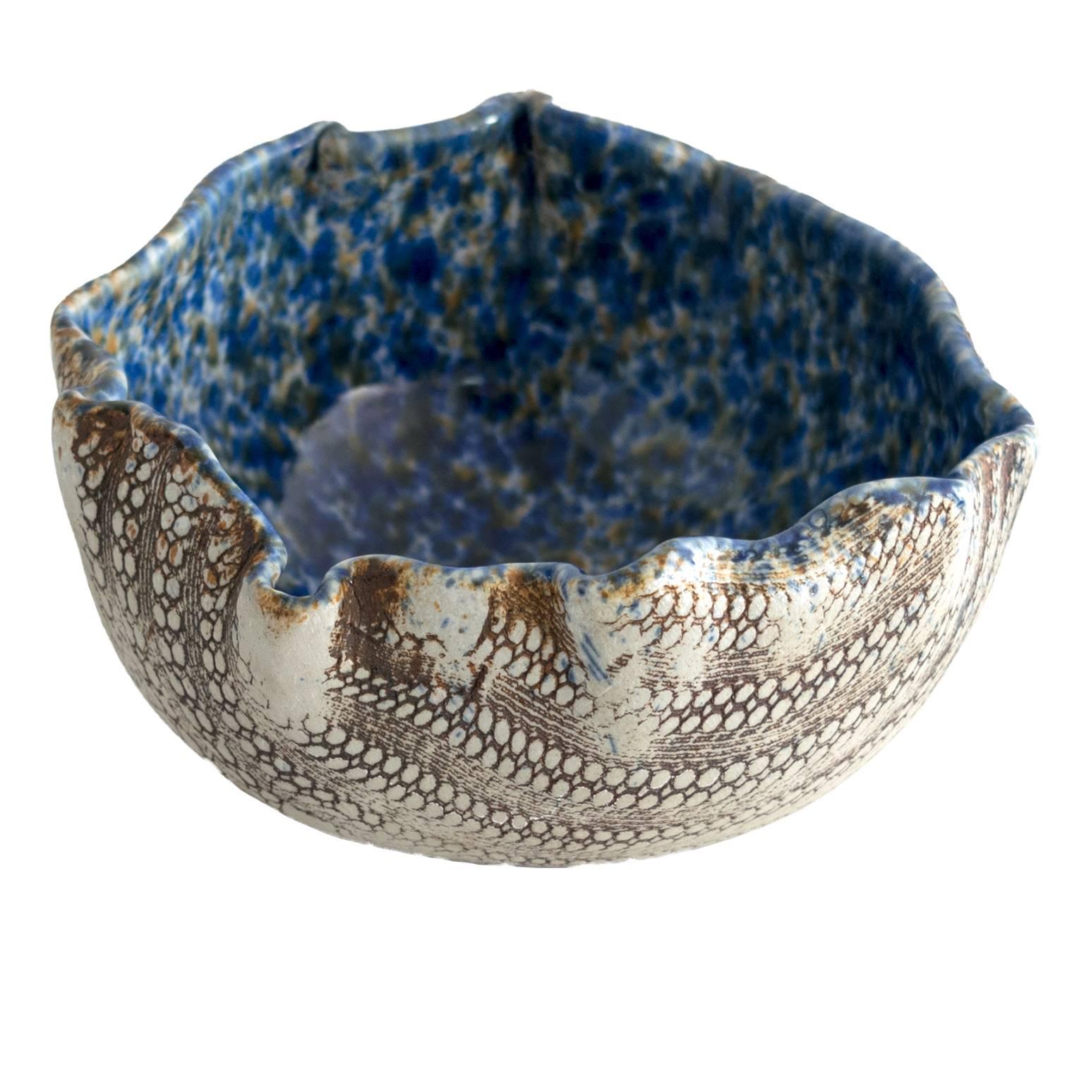 Scandinavian Modern Hand Built Glazed Bowl by Artist Bengt Berglund Gustavsberg