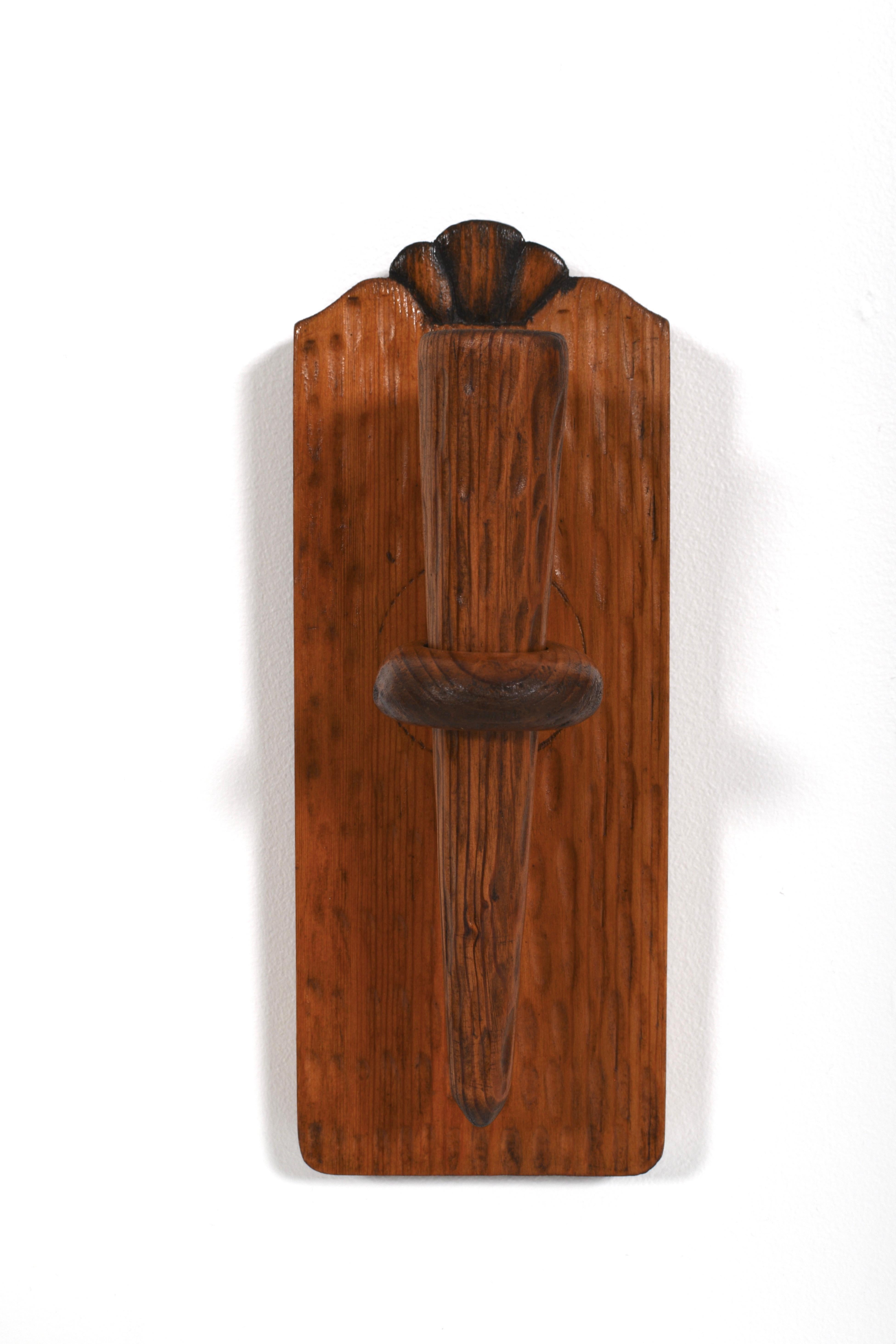 Swedish Scandinavian Modern Hand-Carved Wall Candle Holders in Pine, Sweden, 1940s For Sale