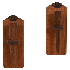 Scandinavian Modern Hand-Carved Wall Candle Holders in Pine, Sweden, 1940s