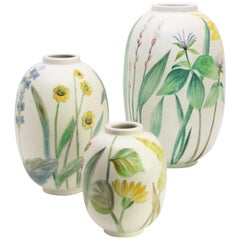 Scandinavian Modern hand painted ceramic vases by Carl-Harry Stålhane, Rorstrand