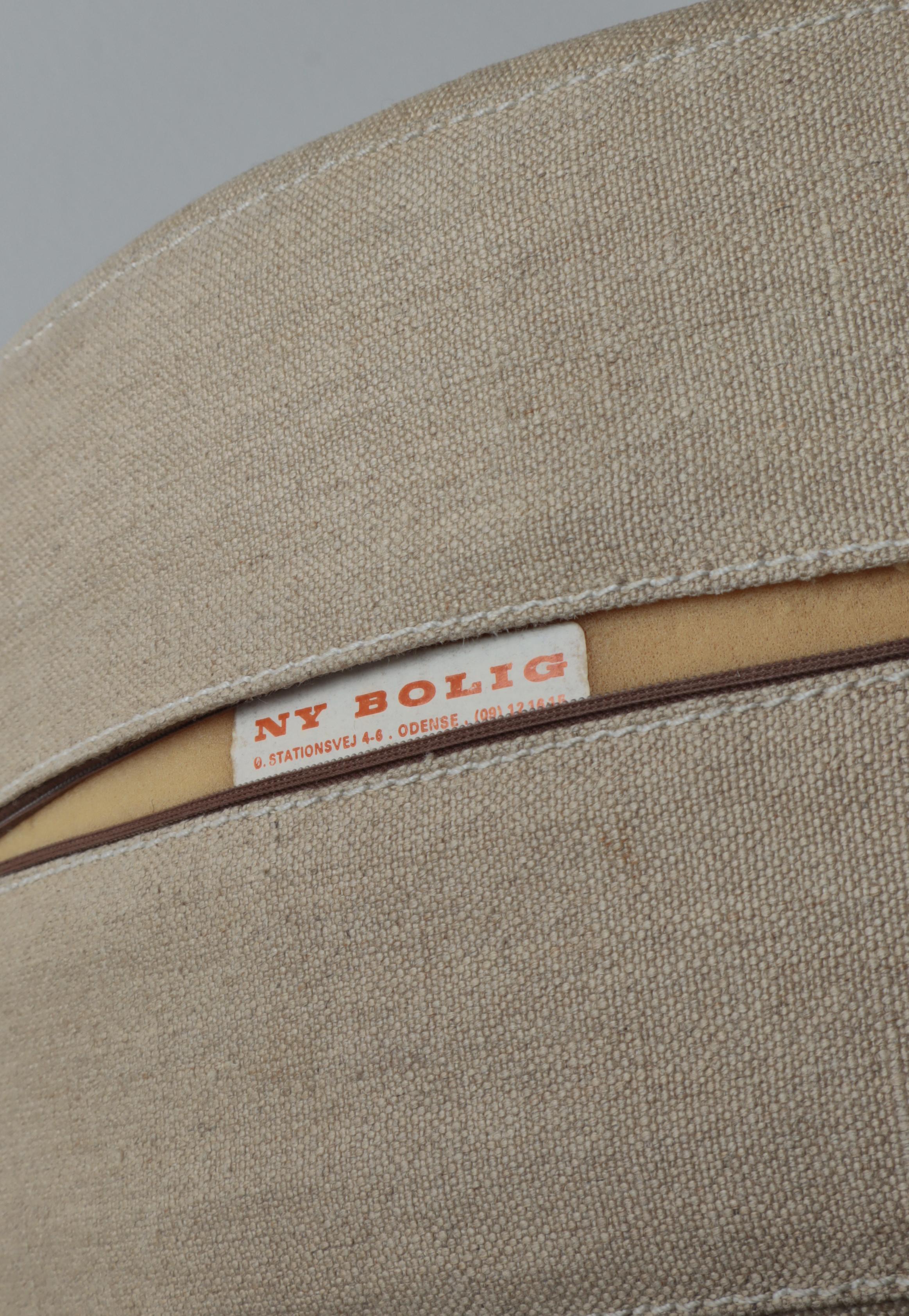Scandinavian Modern Hand Sewn Pouf by Ivan Schlechter, Natural Canvas, 1960s For Sale 5