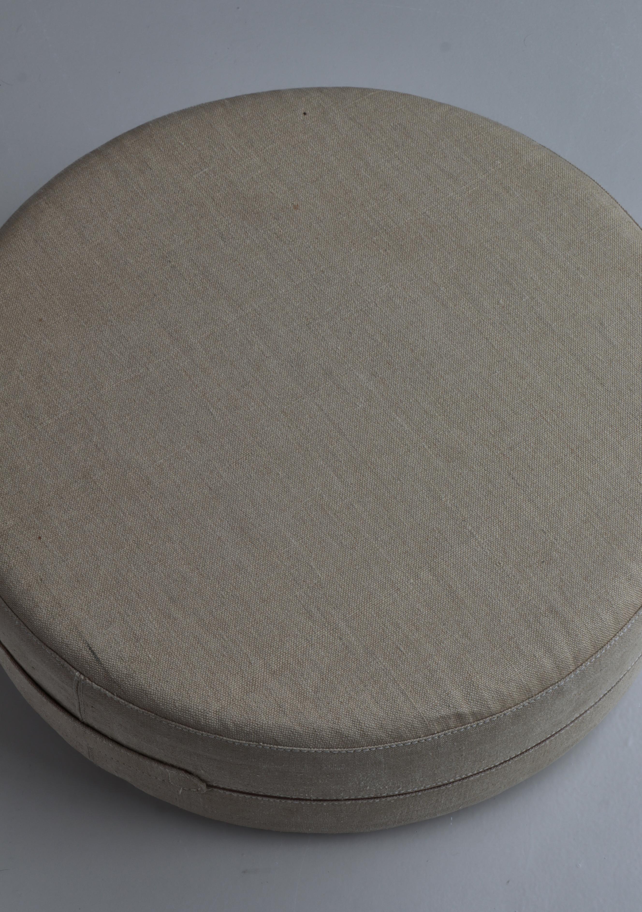Scandinavian Modern Hand Sewn Pouf by Ivan Schlechter, Natural Canvas, 1960s For Sale 6