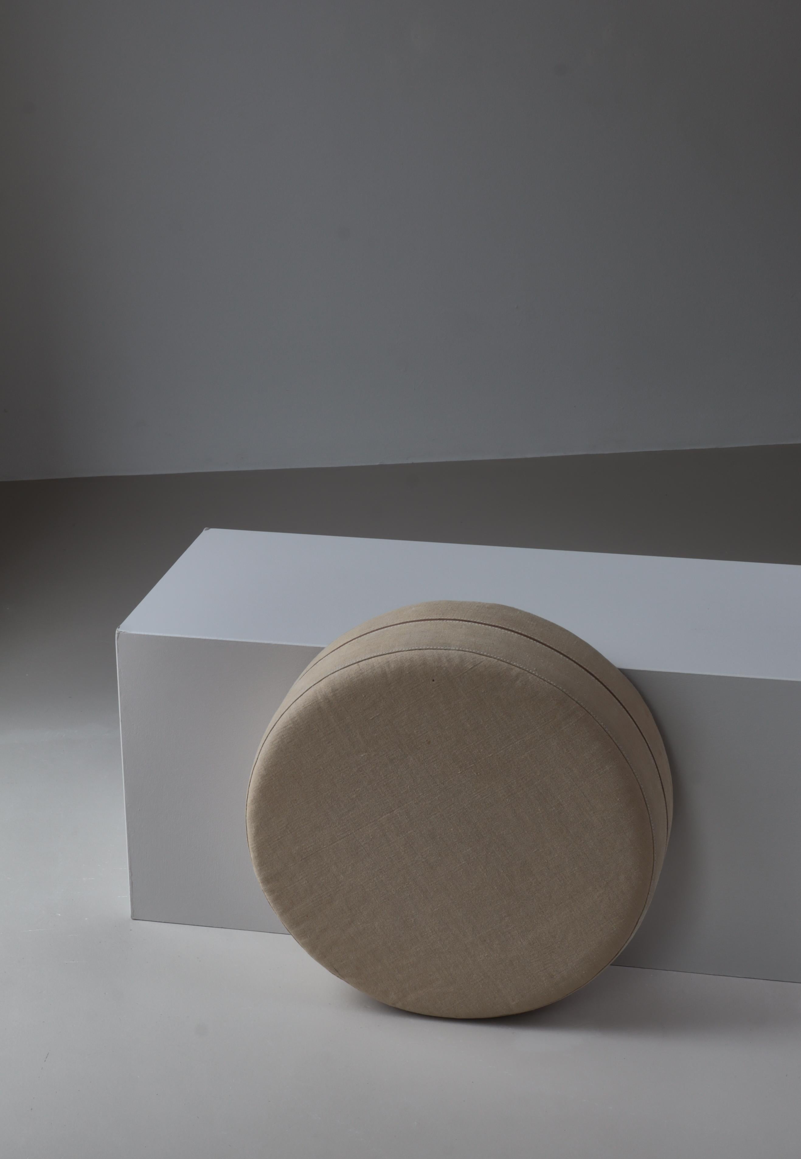 Scandinavian Modern Hand Sewn Pouf by Ivan Schlechter, Natural Canvas, 1960s For Sale 10