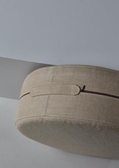 Scandinavian Modern Hand Sewn Pouf by Ivan Schlechter, Natural Canvas, 1960s