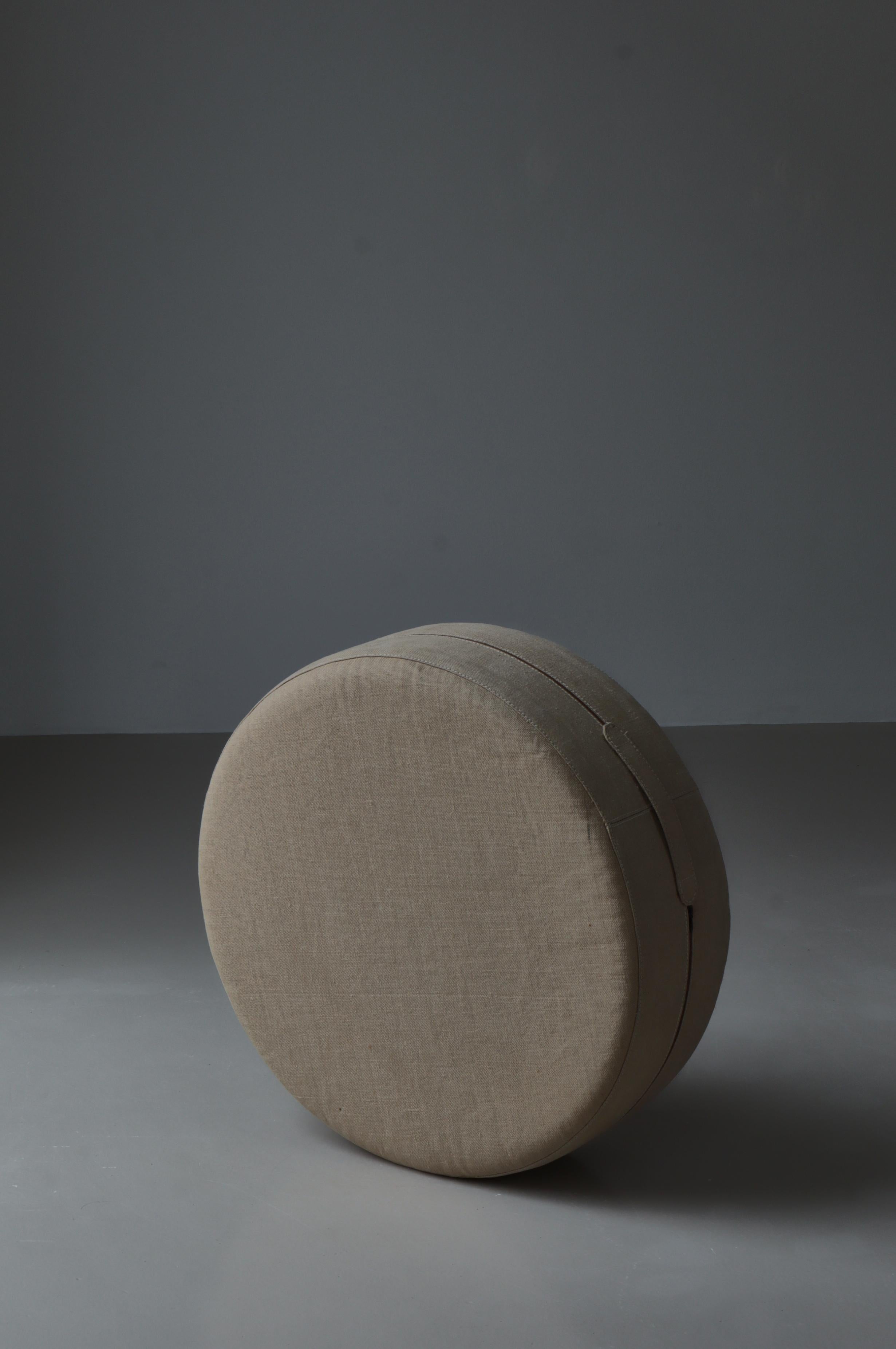 Scandinavian Modern Hand Sewn Pouf by Ivan Schlechter, Natural Canvas, 1960s For Sale 2