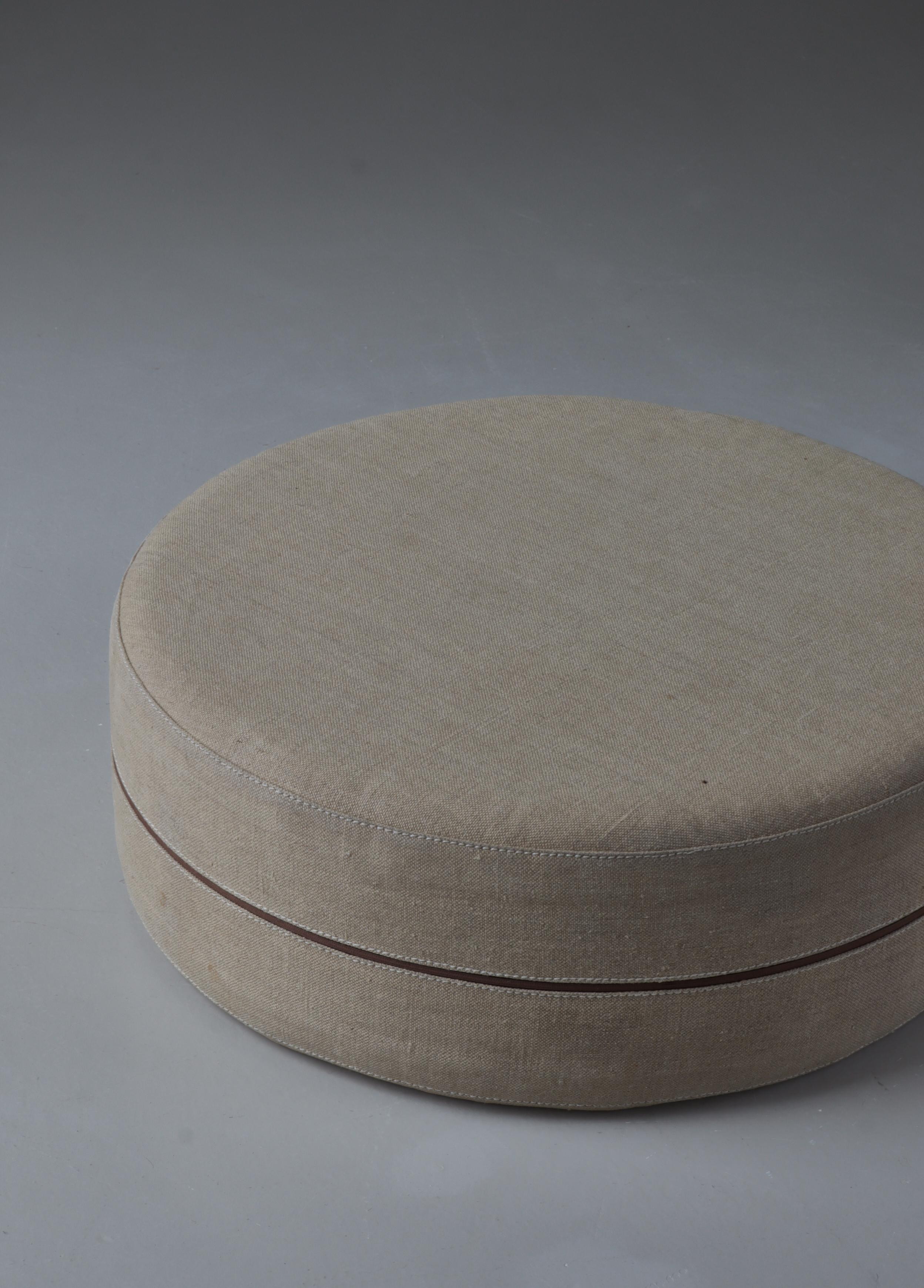 Scandinavian Modern Hand Sewn Pouf by Ivan Schlechter, Natural Canvas, 1960s For Sale 4