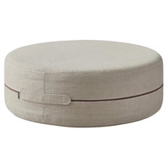 Scandinavian Modern Hand Sewn Pouf by Ivan Schlechter, Natural Canvas, 1960s