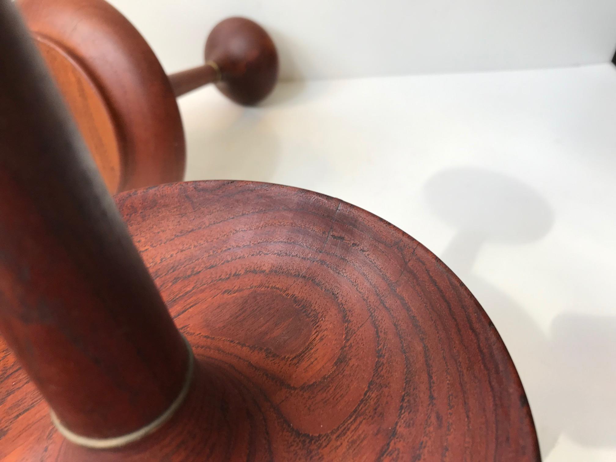 Scandinavian Modern Hand Turned Teak Candlesticks, 1960s For Sale 1