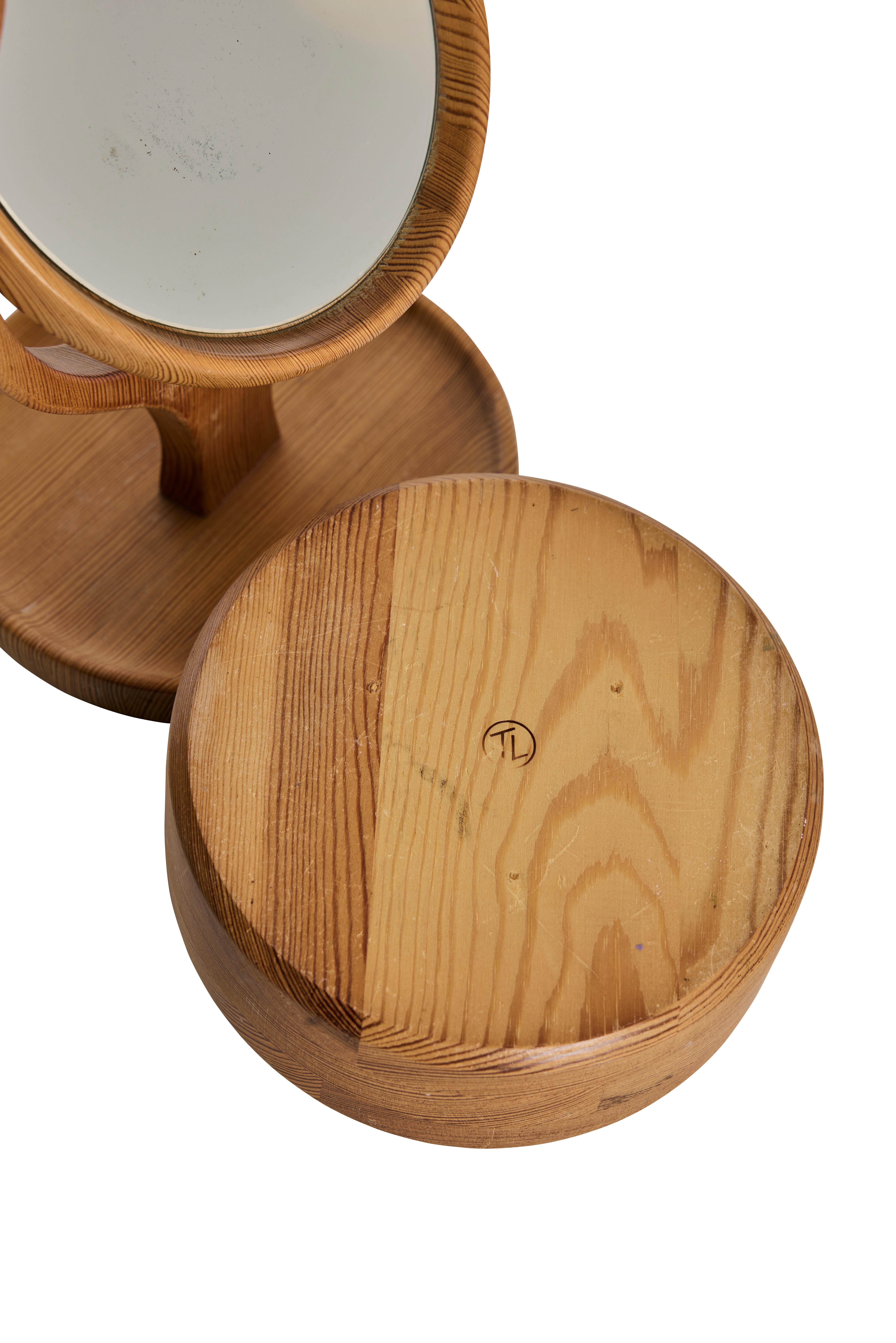 Hand-Crafted Scandinavian Modern Handcrafted Pine Vanity Mirror with Hidden Storage, 1970s For Sale