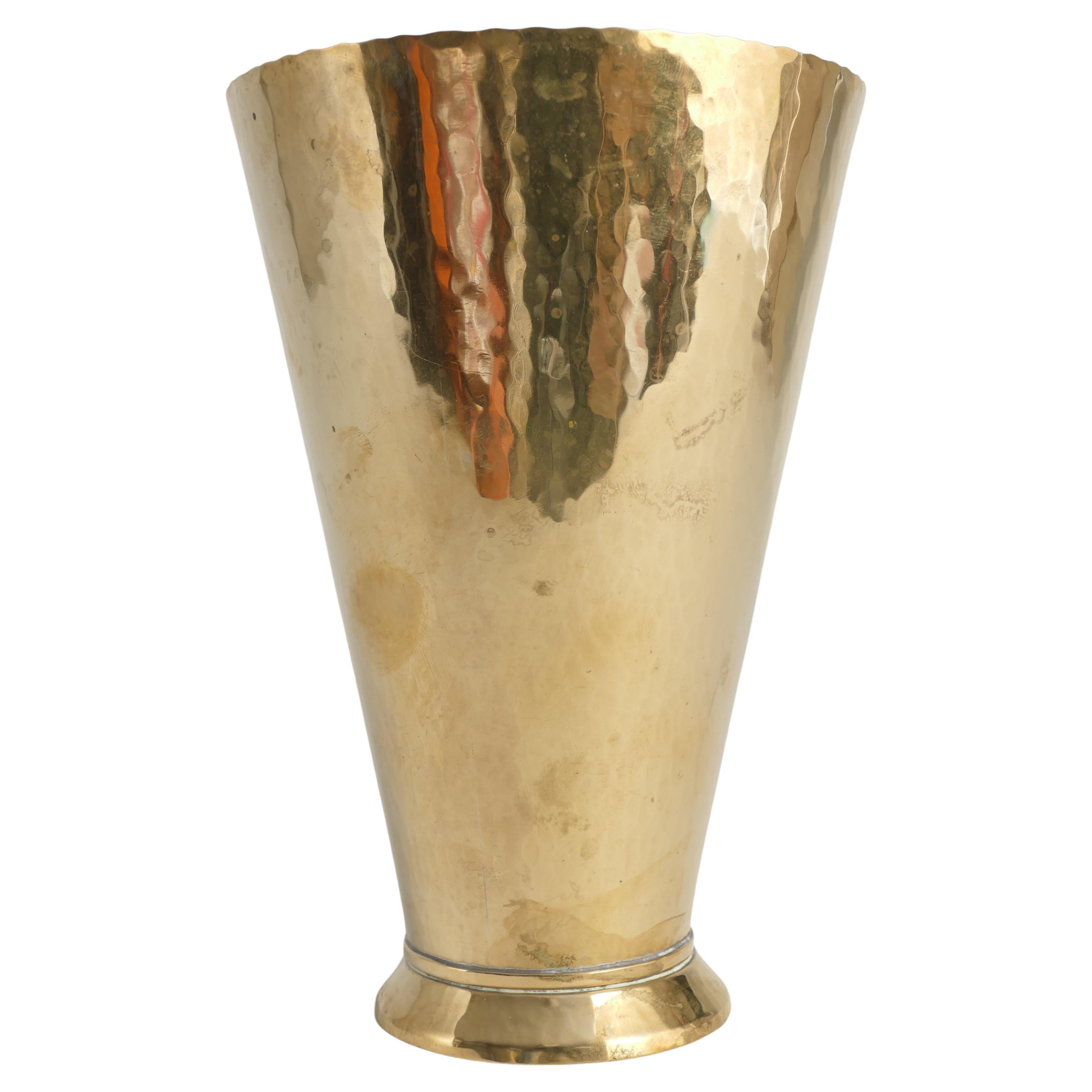 Scandinavian Modern Handmade Conical Brass Vase, Sweden 1949 For Sale