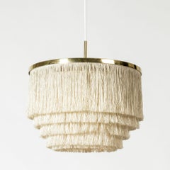 Scandinavian Modern Hans-Agne Jakobsson Brass and Silk Pendant Lamp, Model T-602