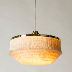 Scandinavian Modern Hans-Agne Jakobsson Brass and Silk Pendant Lamp, Model T-603