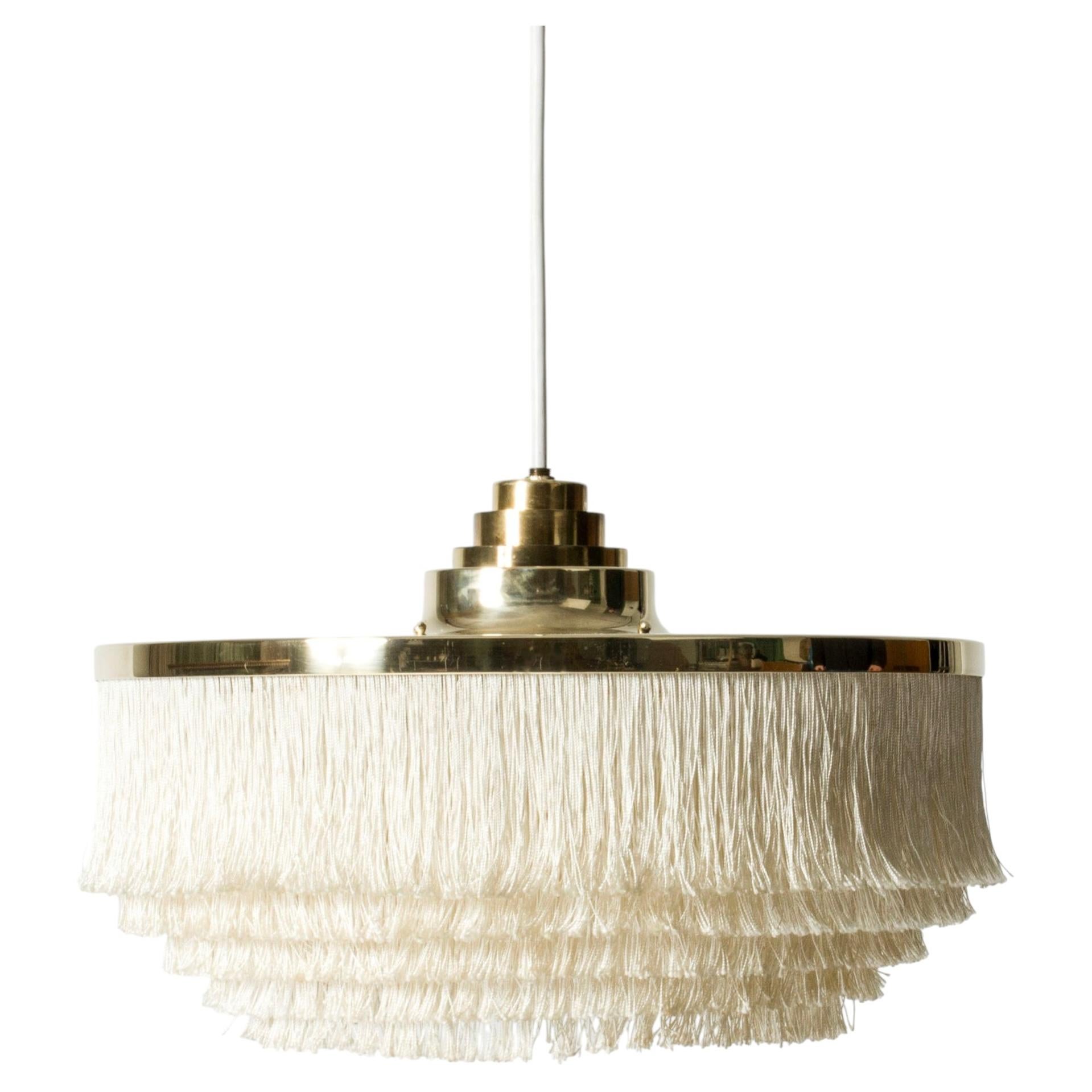 Scandinavian Modern Hans-Agne Jakobsson Brass and Silk Pendant Lamp, Model T-603