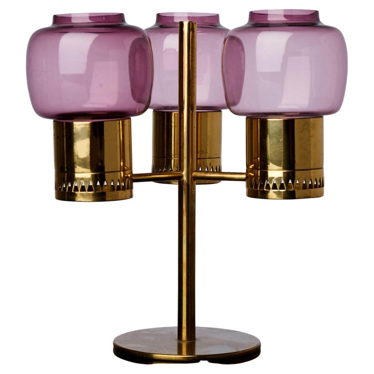 Bougeoir Candélabre Réglable En Laiton - Style Josef Frank Pour Ystad Metal - Vintage