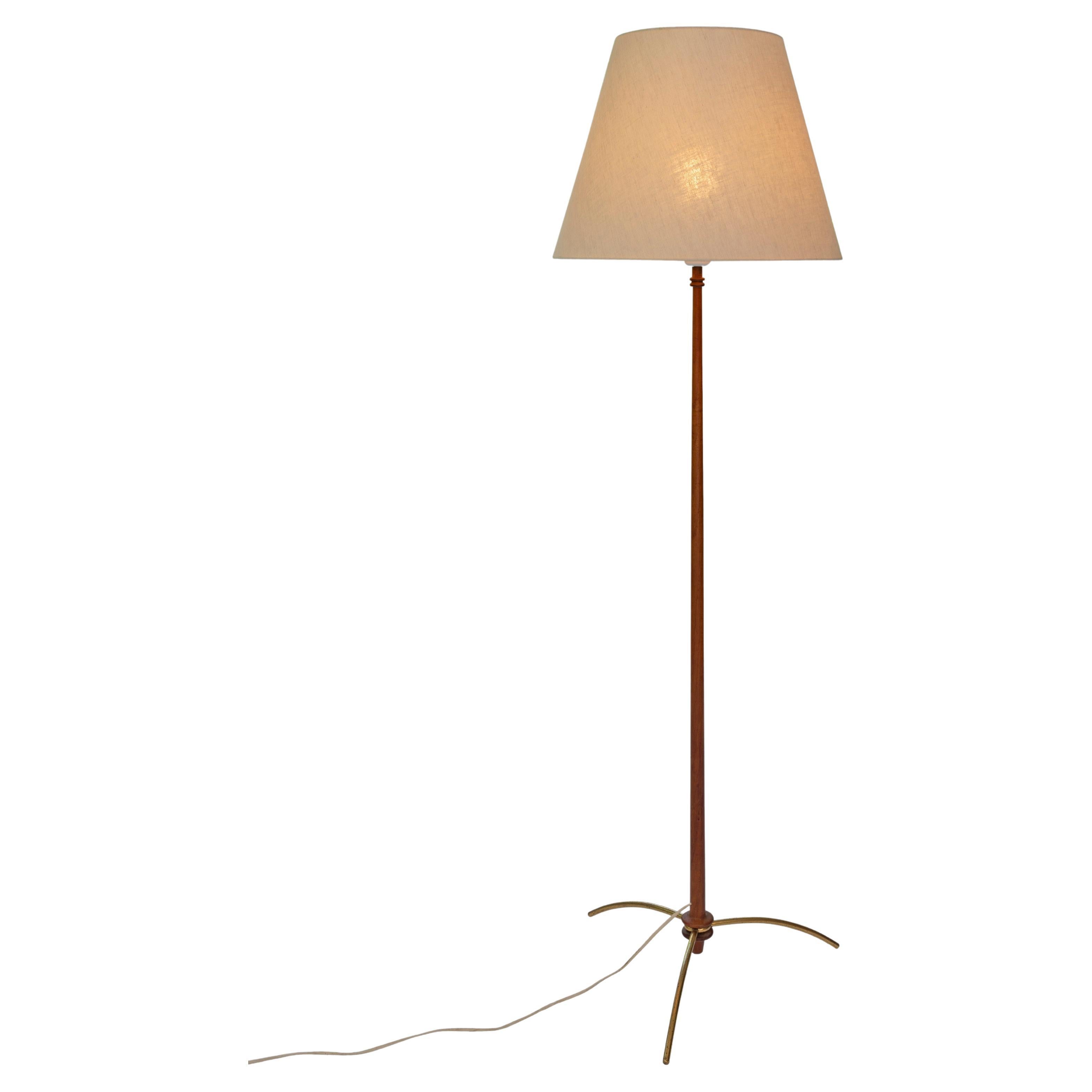 Scandinavian Modern Hans-Agne Jakobsson floor lamp Teak and brass, 1960's