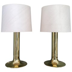 Scandinavian Modern Hans-Agne Jakobsson Pair of Brass Table Lamps B204/31 Sweden