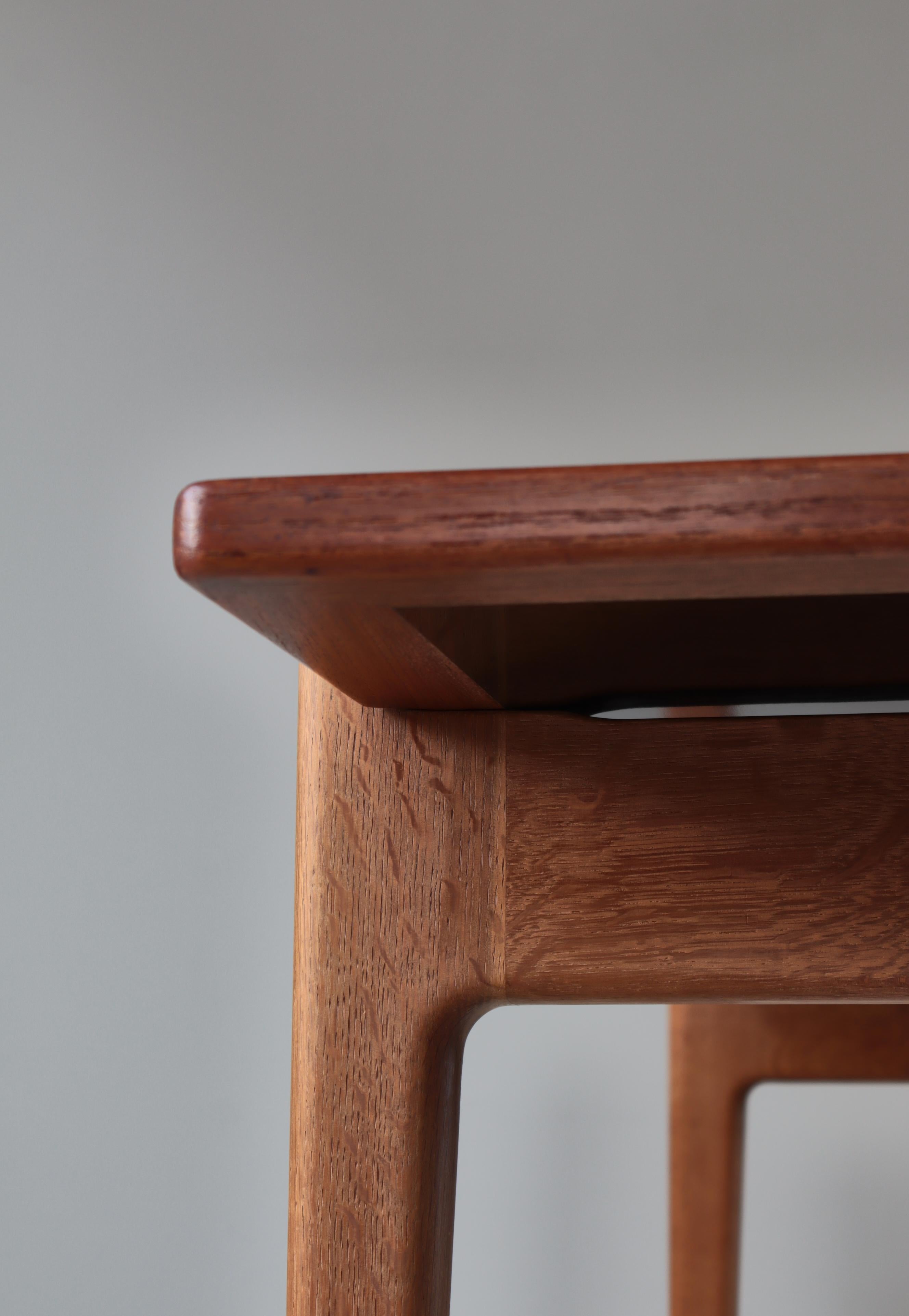 Brass Scandinavian Modern Hans J. Wegner Teak & Oakwood Table Model 