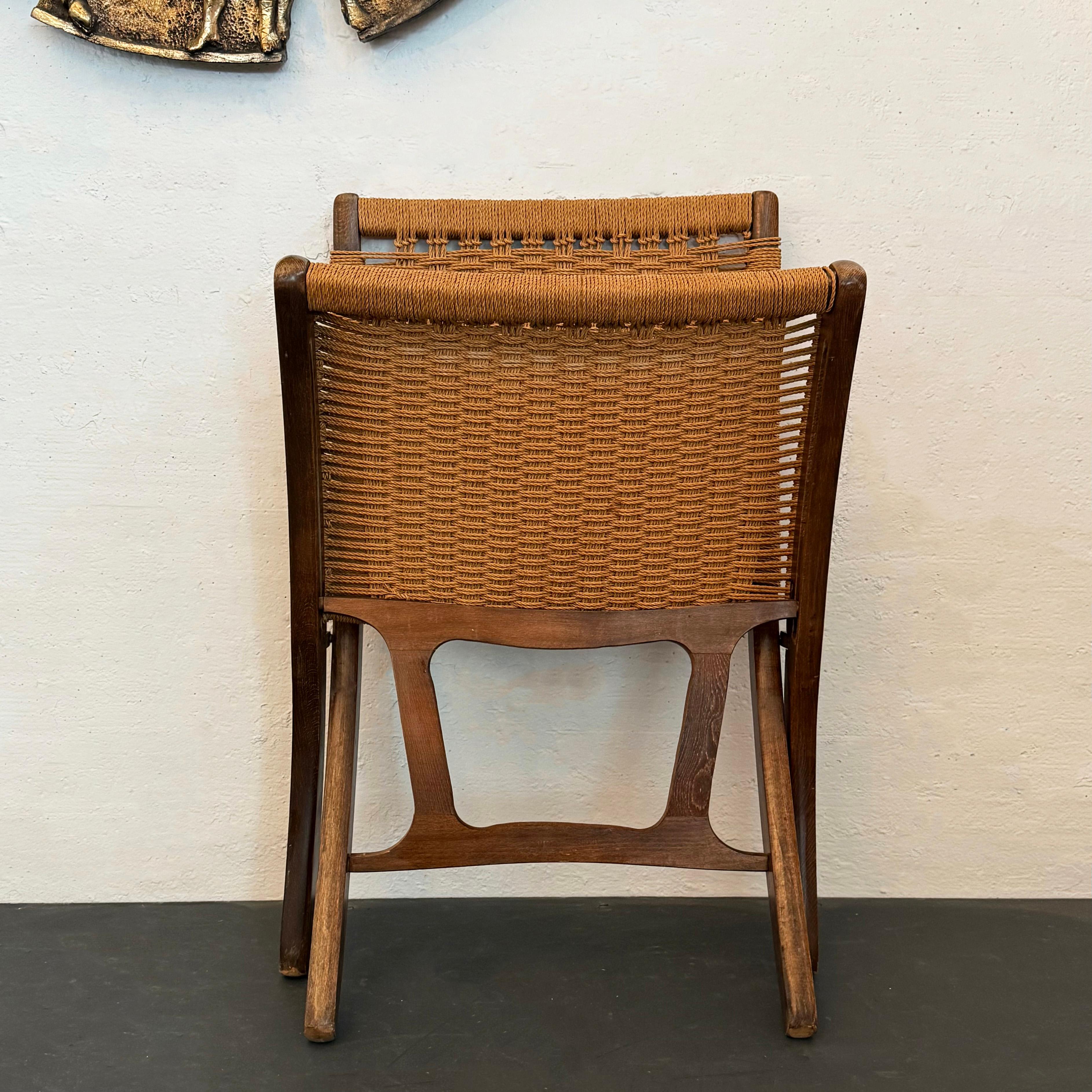 Scandinavian Modern Hans Wegner Style Folding Rope Lounge Chair For Sale 2