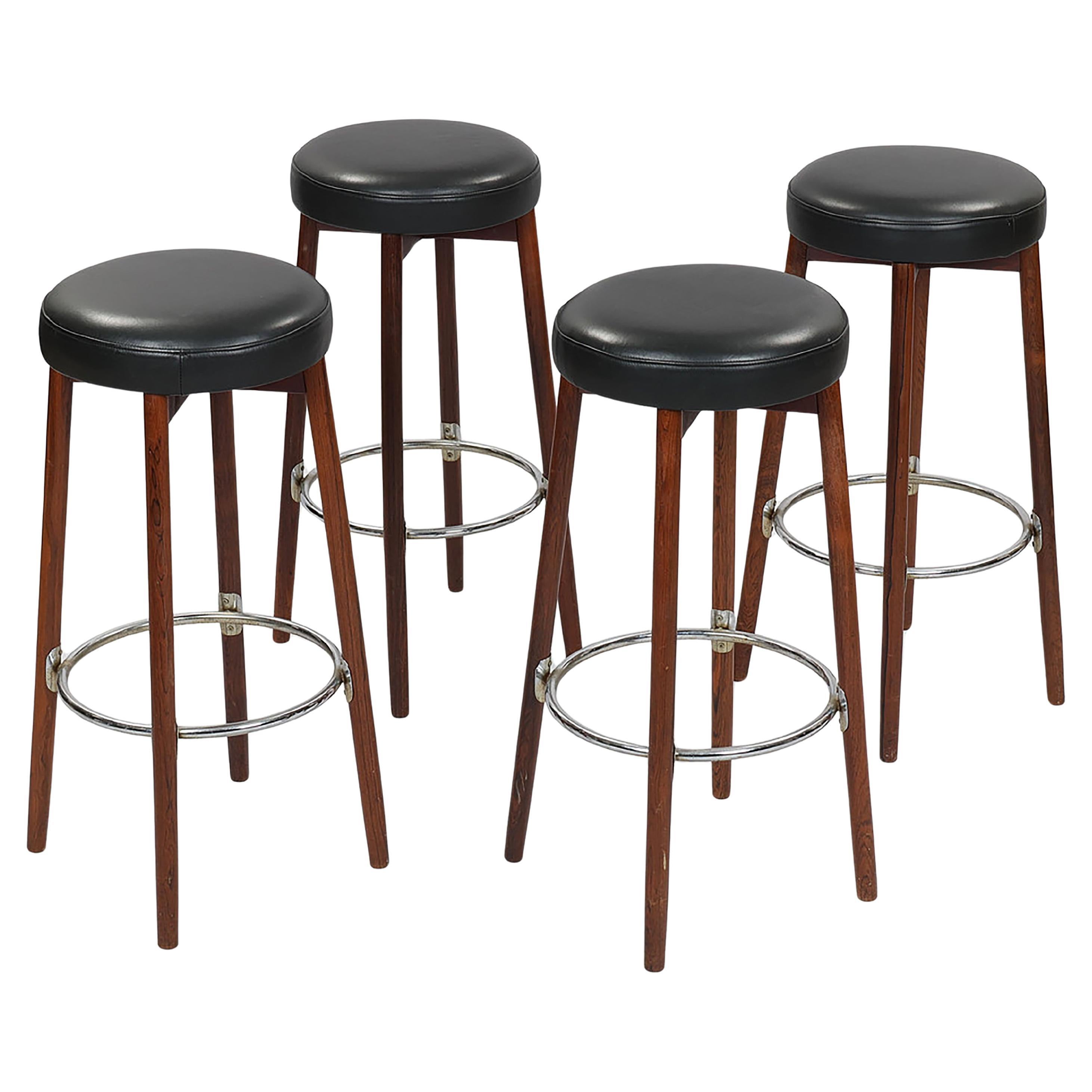 Scandinavian Modern Hardwood Bar Stools by Hugo Frandsen