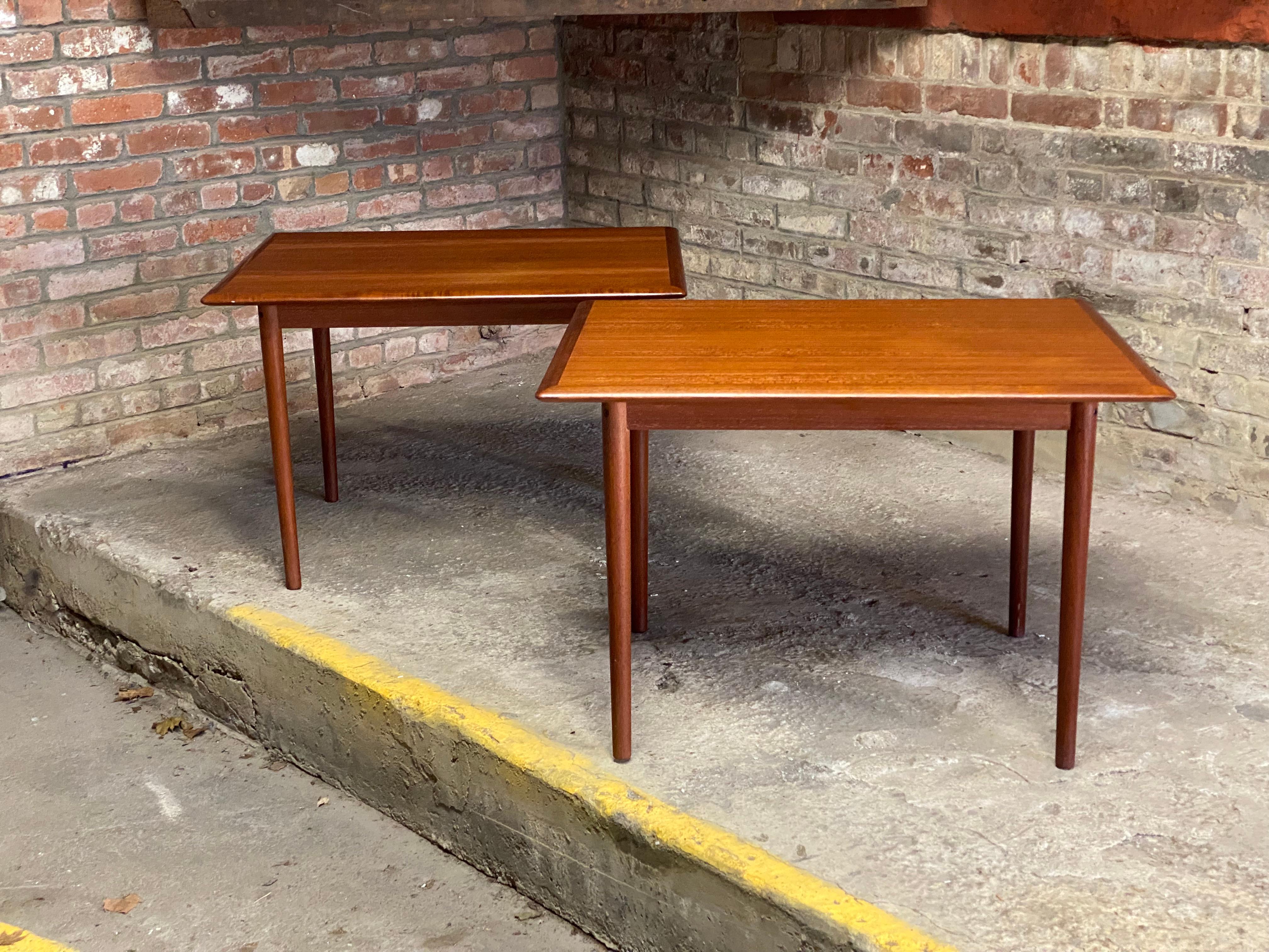 Norwegian Scandinavian Modern Haug Snekkeri Teak End Tables, A Pair