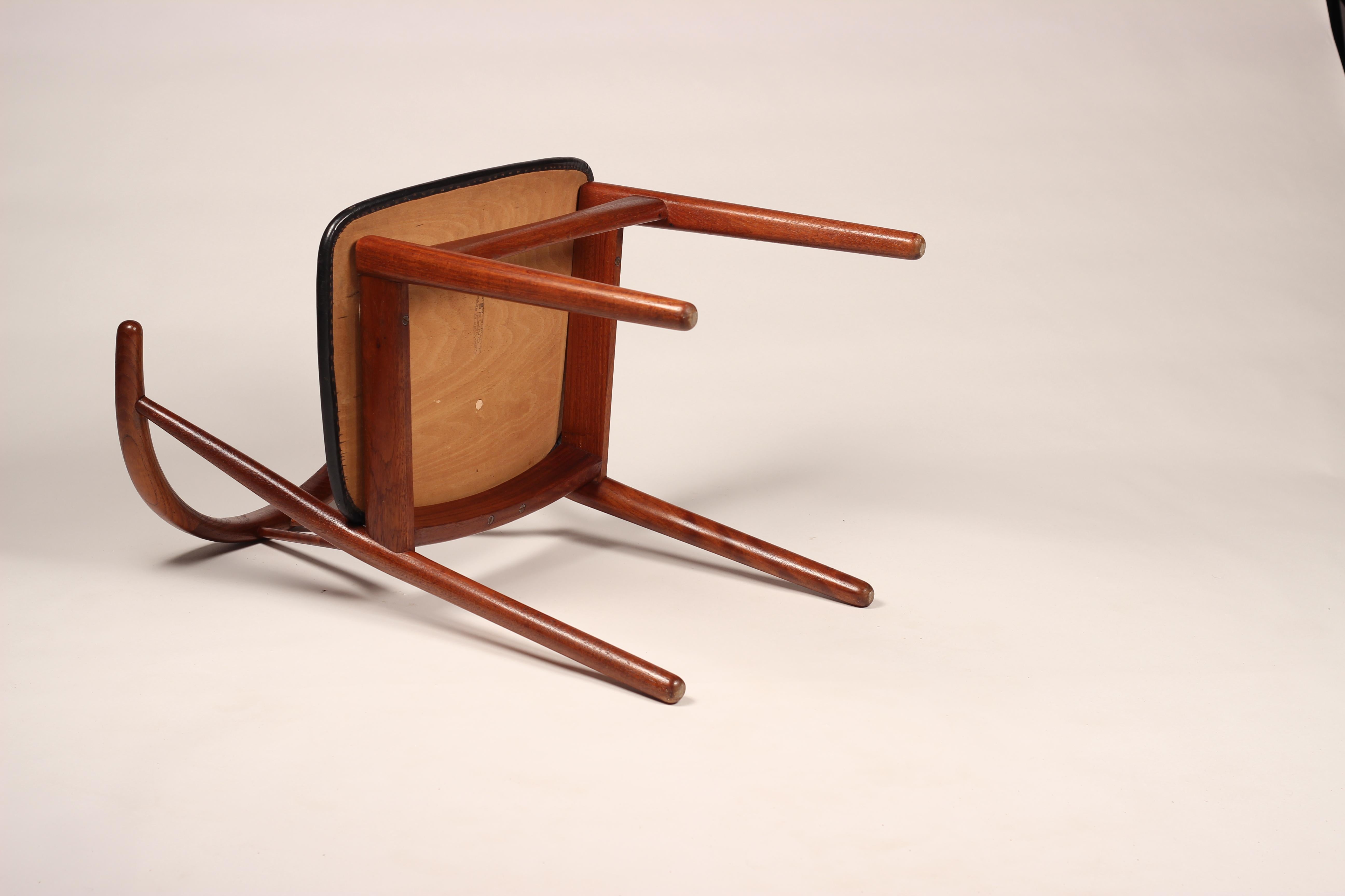Scandinavian Modern Henning Kjærnulf Teak and leather Dining Chair Model 255 1