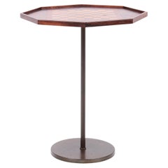 Scandinavian Modern Hexagonal Rosewood Chess Table with Patinated Base, 1960