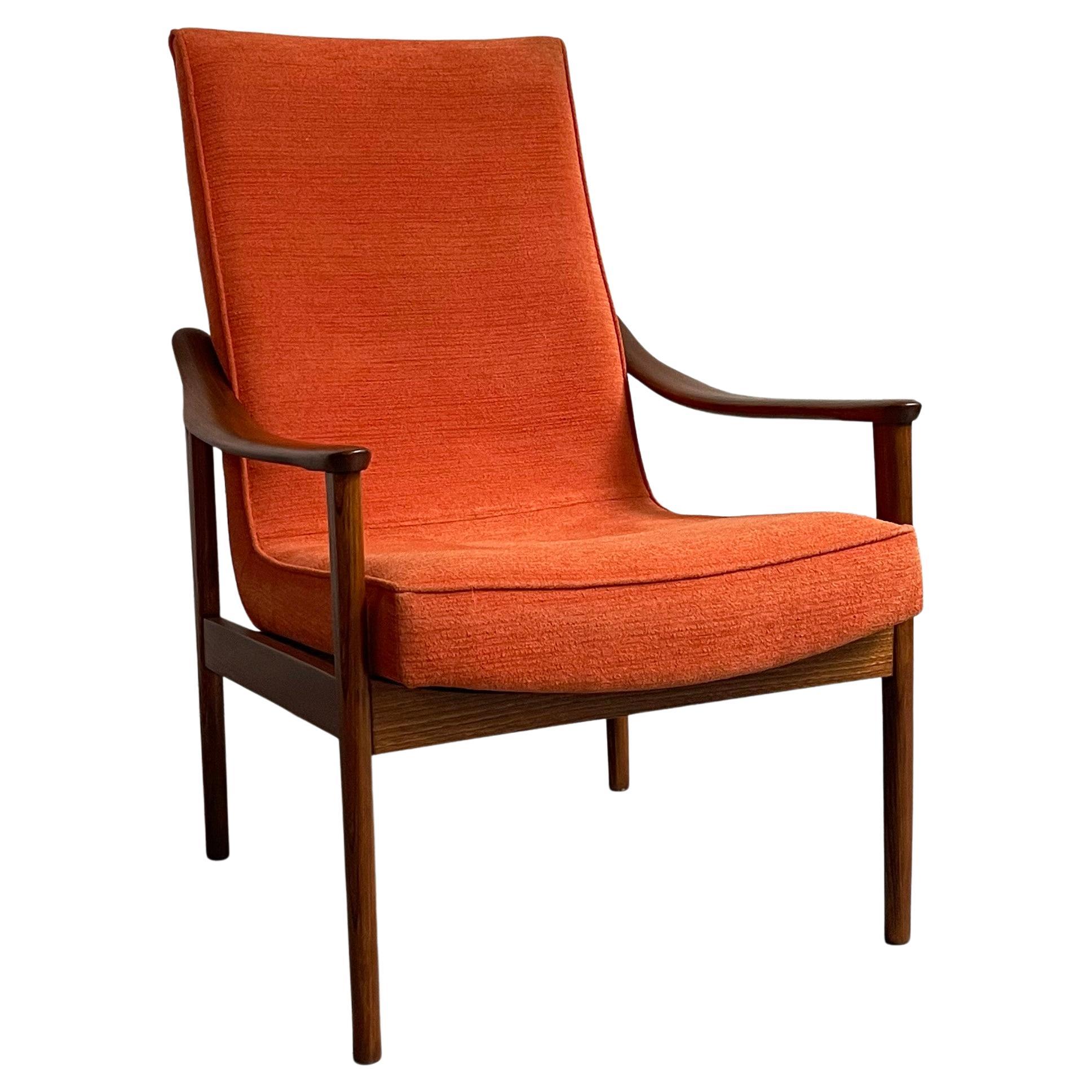 Scandinavian Modern High Back Lounge Chair For Sale