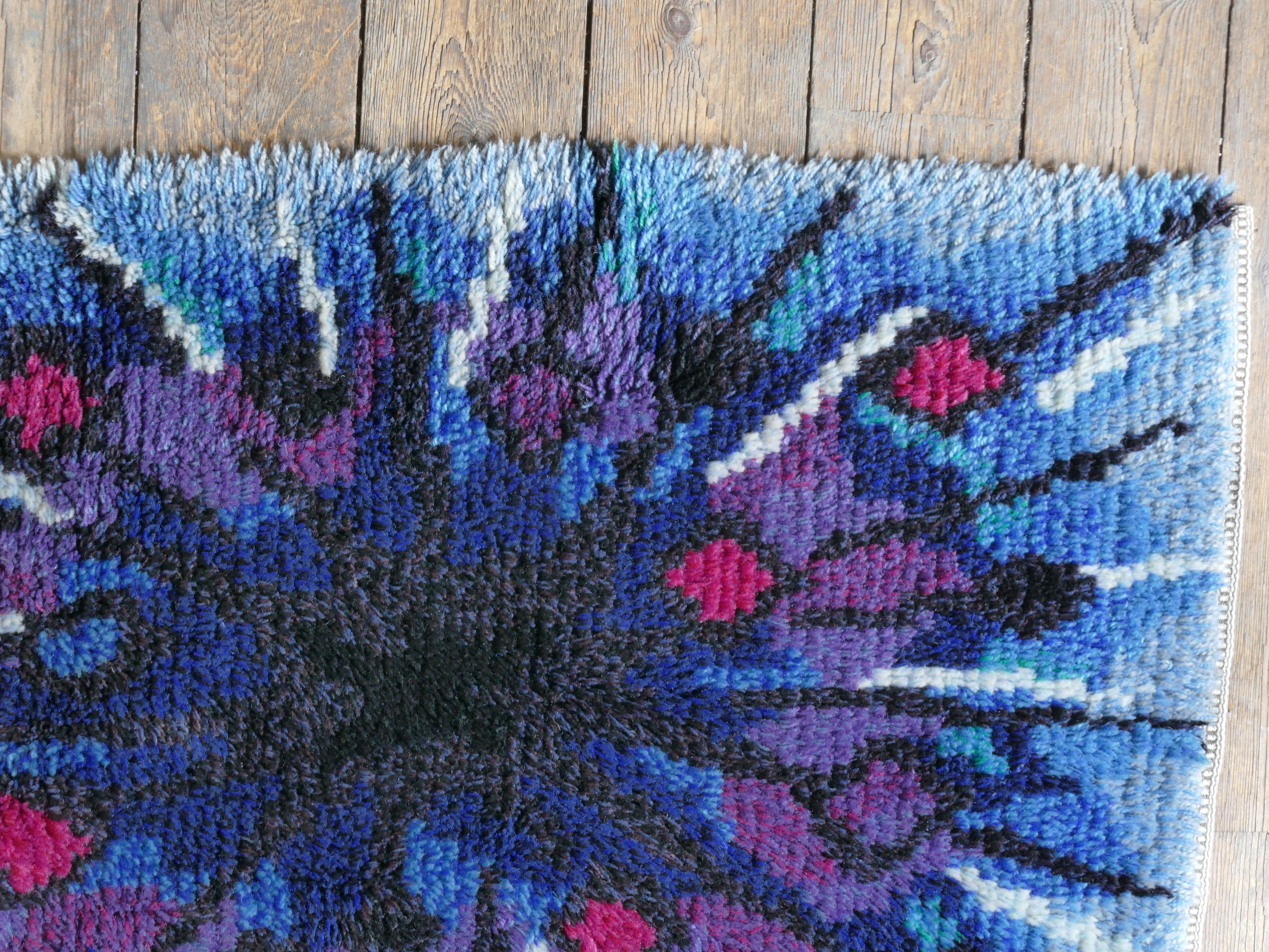 Skandinavischer moderner Rya-Teppich „Tibet“ mit hohem Flor, Ingrid Jagarz, Marks Sweden 1960er Jahre (Handgewebt) im Angebot