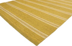Scandinavian Modern Hygge Vintage Gold Swedish Rollakan Kilim Rug