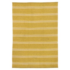 Scandinavian Modern Hygge Vintage Gold Swedish Rollakan Kilim Rug