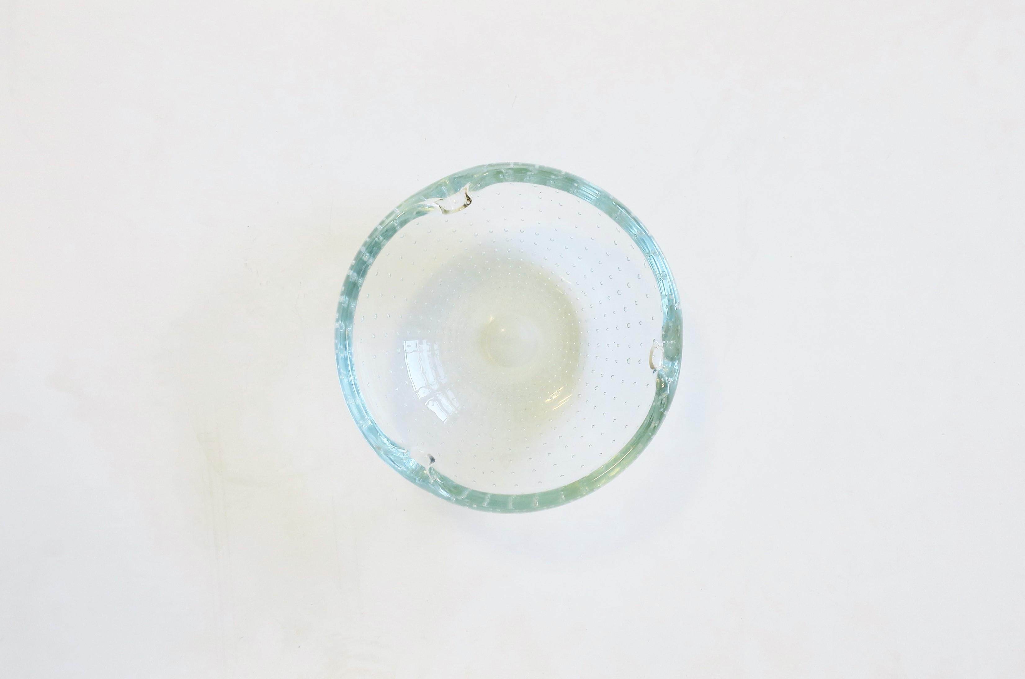 Hand-Crafted Scandinavian Modern Ice Blue Art Glass Bowl