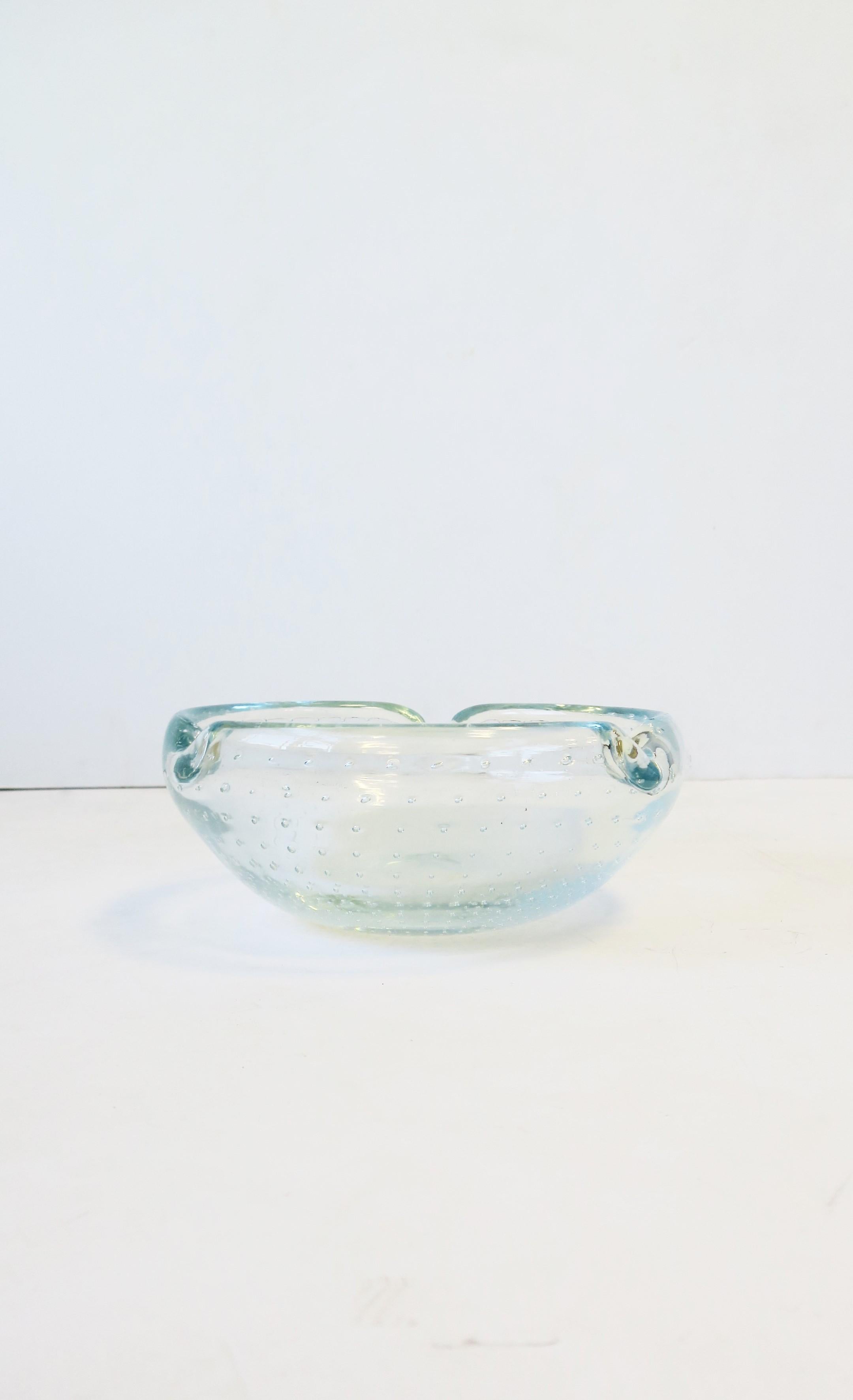 Scandinavian Modern Ice Blue Art Glass Bowl 4