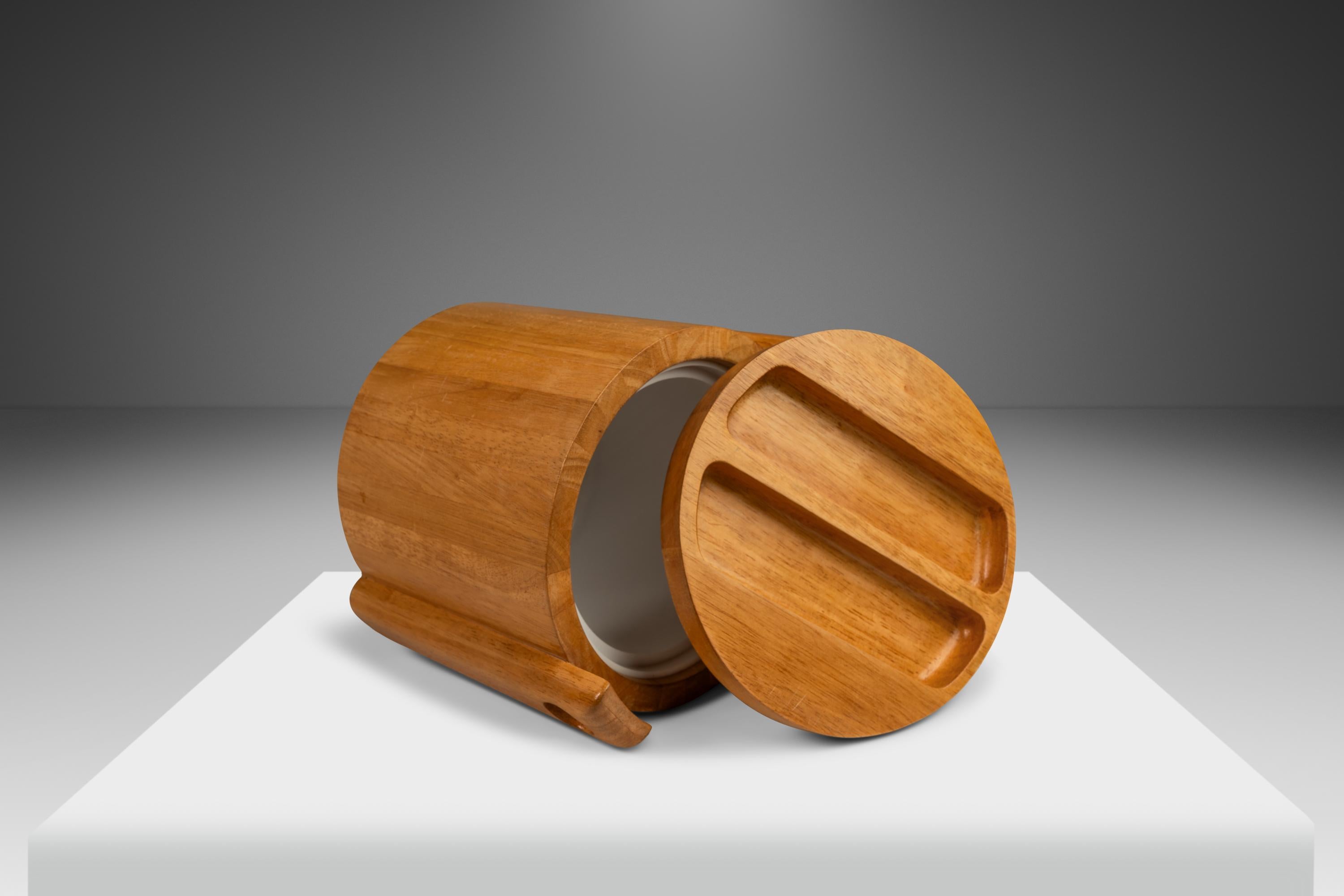 Late 20th Century Scandinavian Modern Ice Bucket in Teak by ROYAL TEAK Designs, Thailand, c. 1970s For Sale