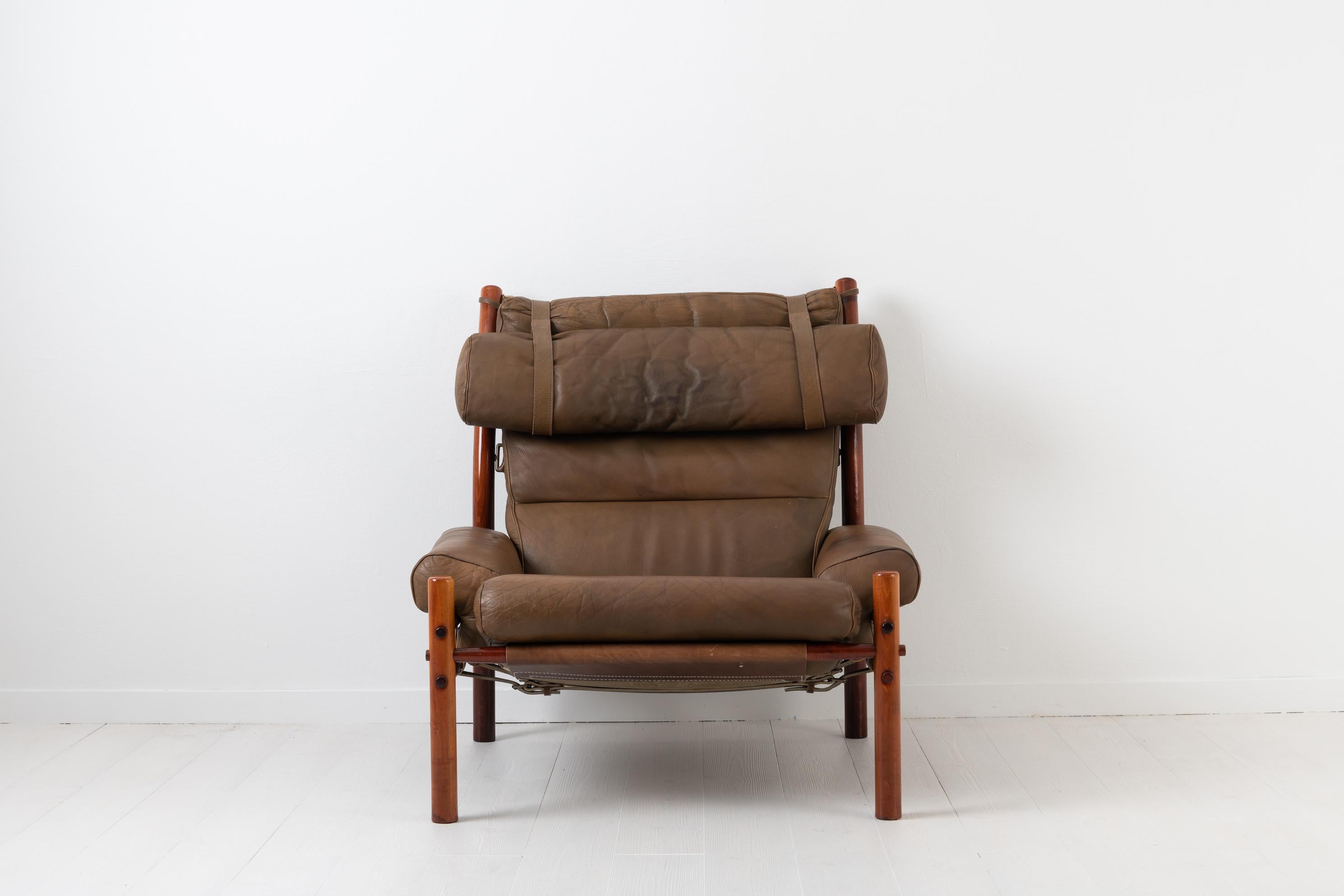 Swedish Scandinavian Modern Inca Lounge Chair by Arne Norell