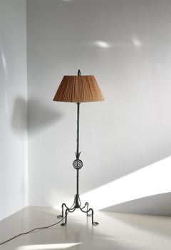 Scandinavian Green Iron Floor Lamp, Taidetakomo Hakkarainen, Finland, 1930s